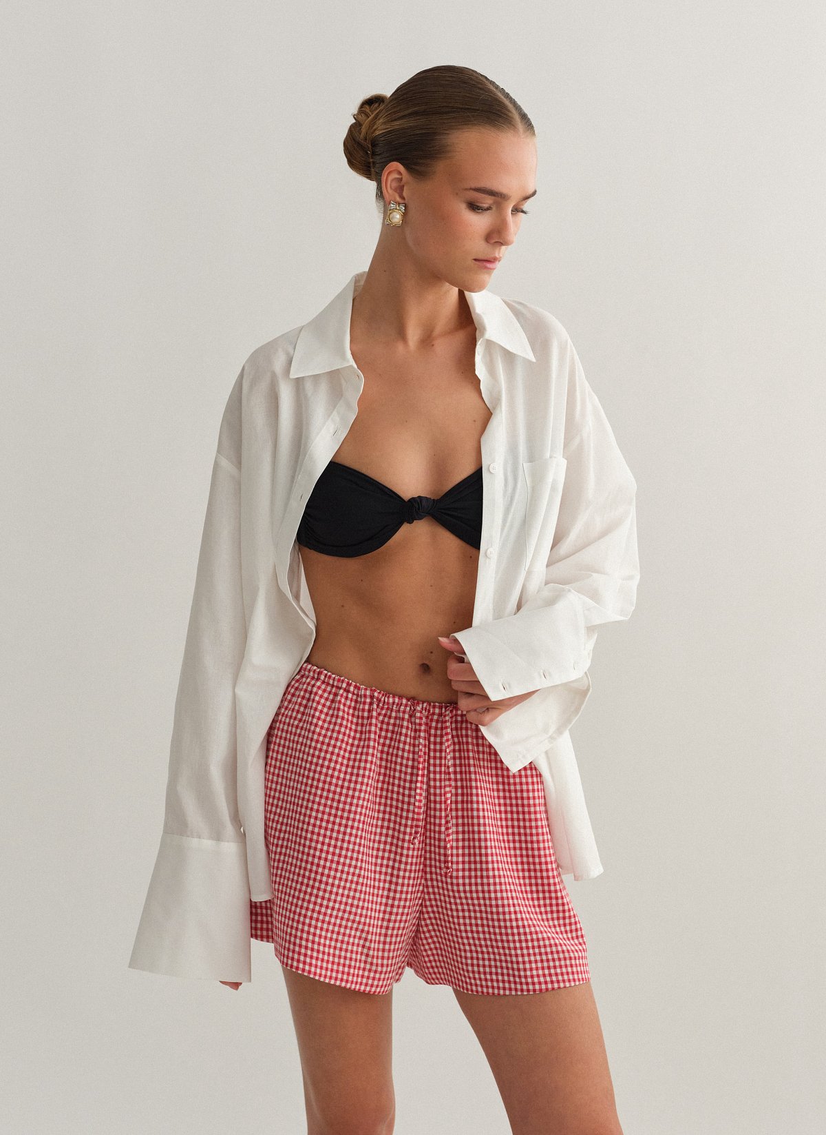 Γυναικείο καρό κόκκινο σορτς