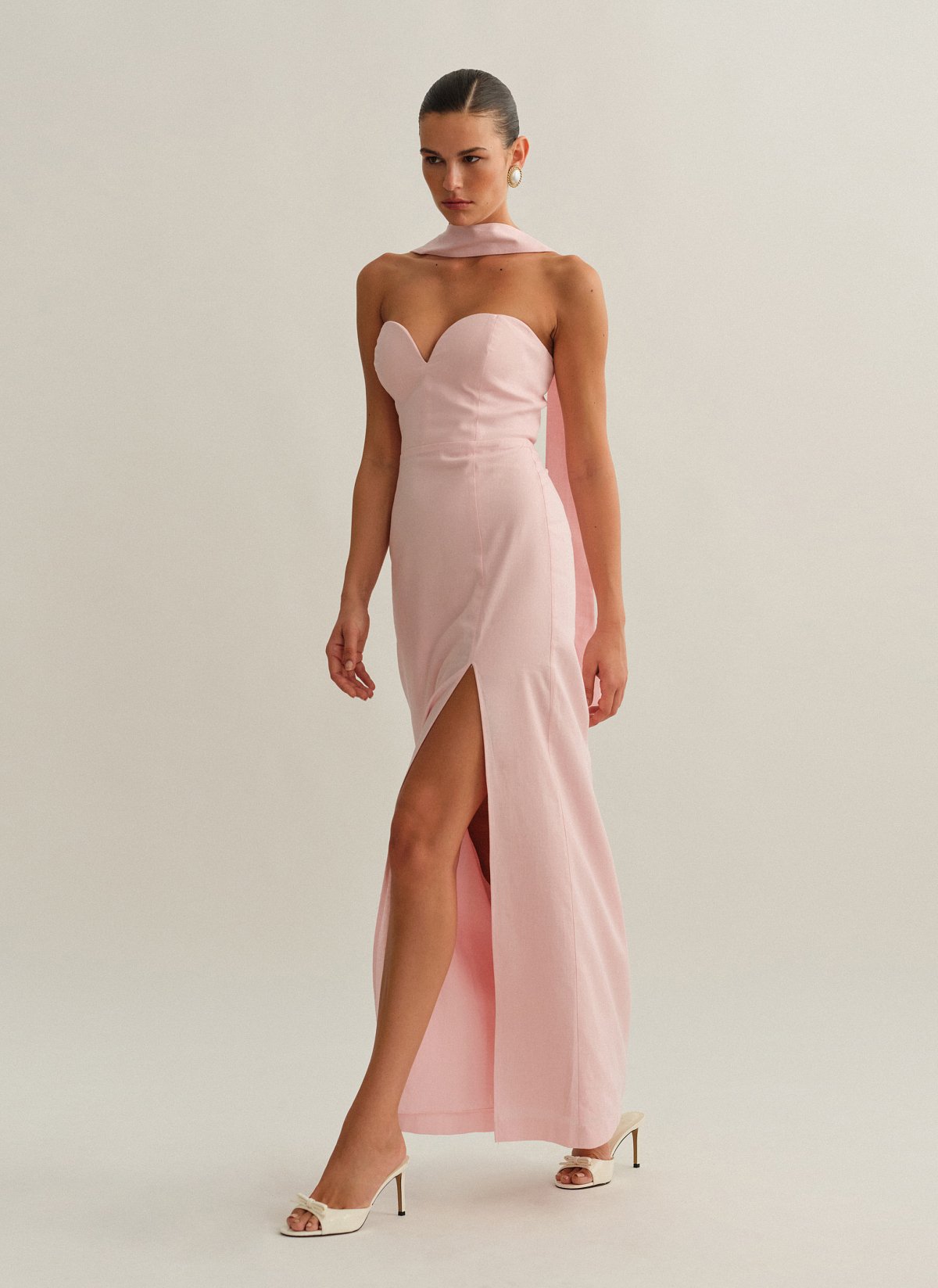 Linen strapless maxi dress-12