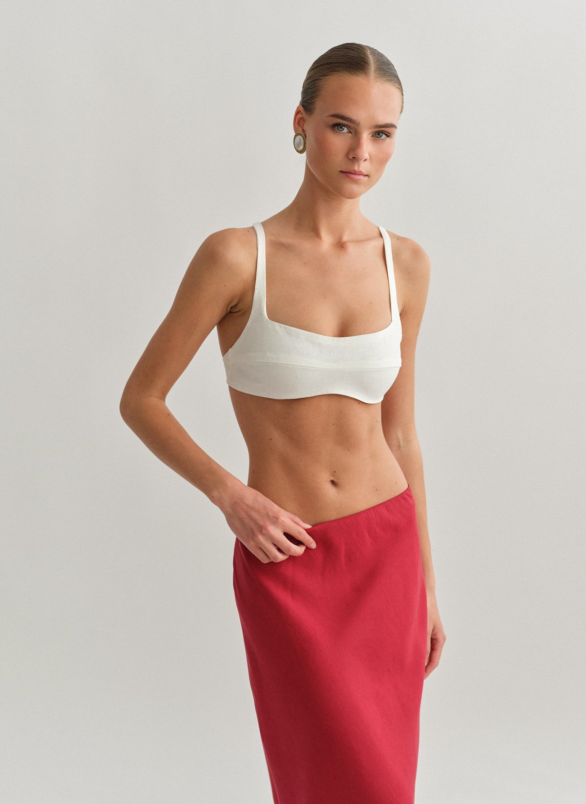 Γυναικείο λινό crop τοπ