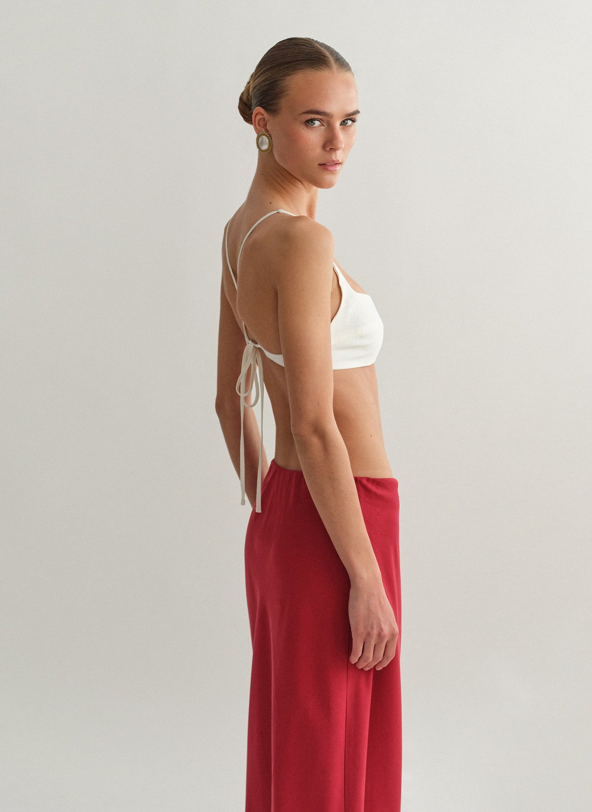 Γυναικείο λινό crop τοπ