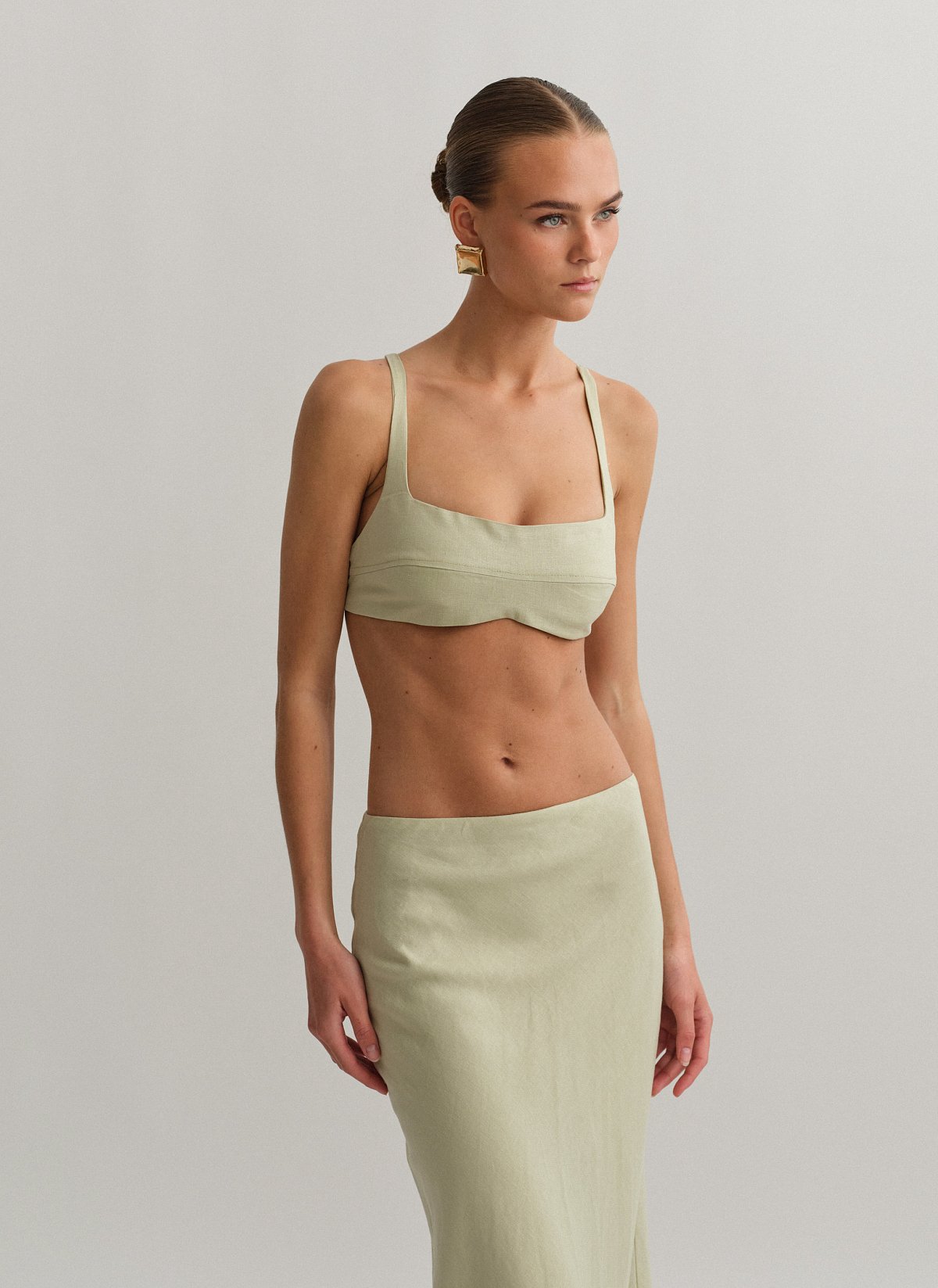 Γυναικείο λινό crop τοπ