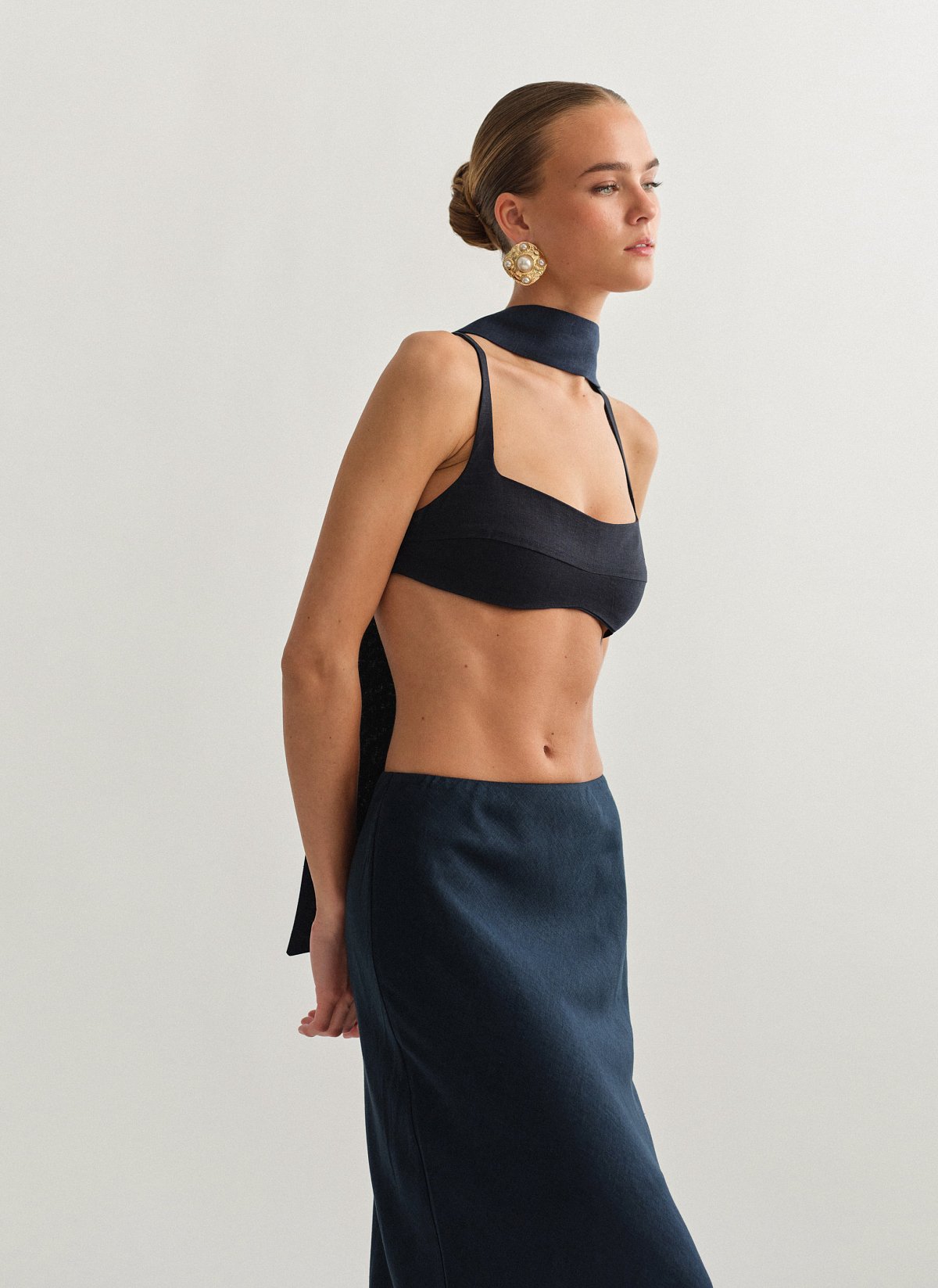 Γυναικείο λινό crop τοπ