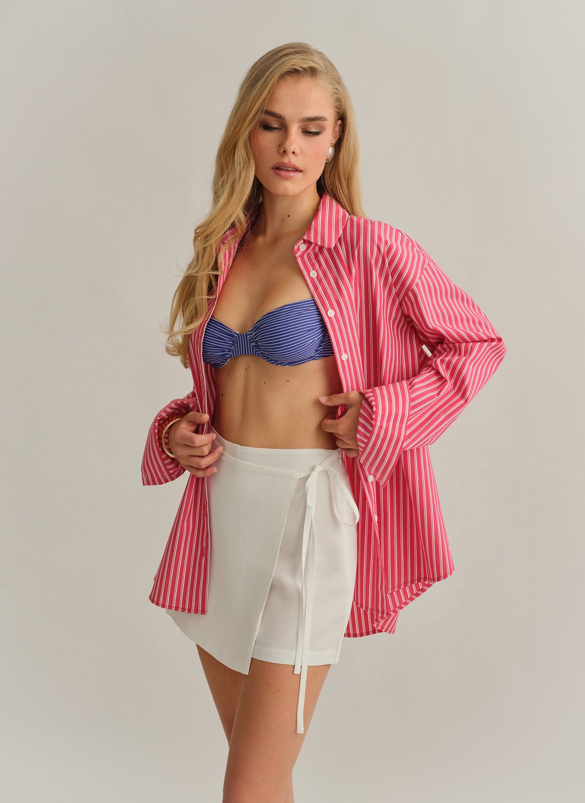 Γυναικεία υφασμάτινη παντελονόφουστα με δέσιμο