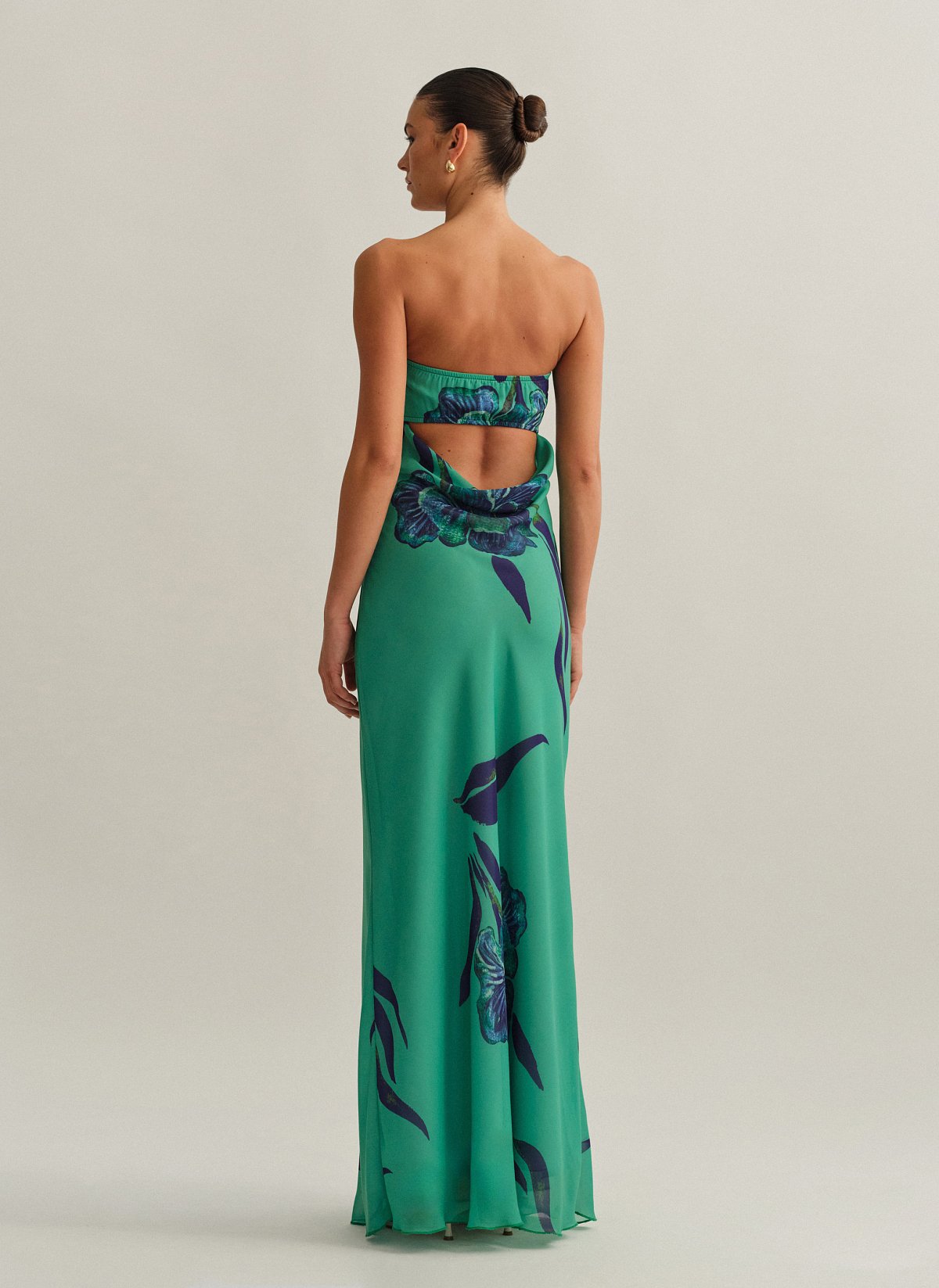 Γυναικείο εμπριμέ στράπλες φόρεμα