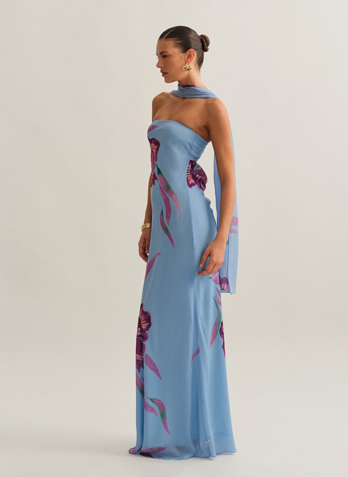 Γυναικείο εμπριμέ στράπλες φόρεμα