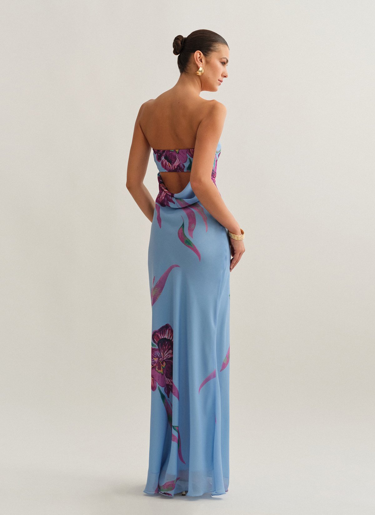 Γυναικείο εμπριμέ στράπλες φόρεμα