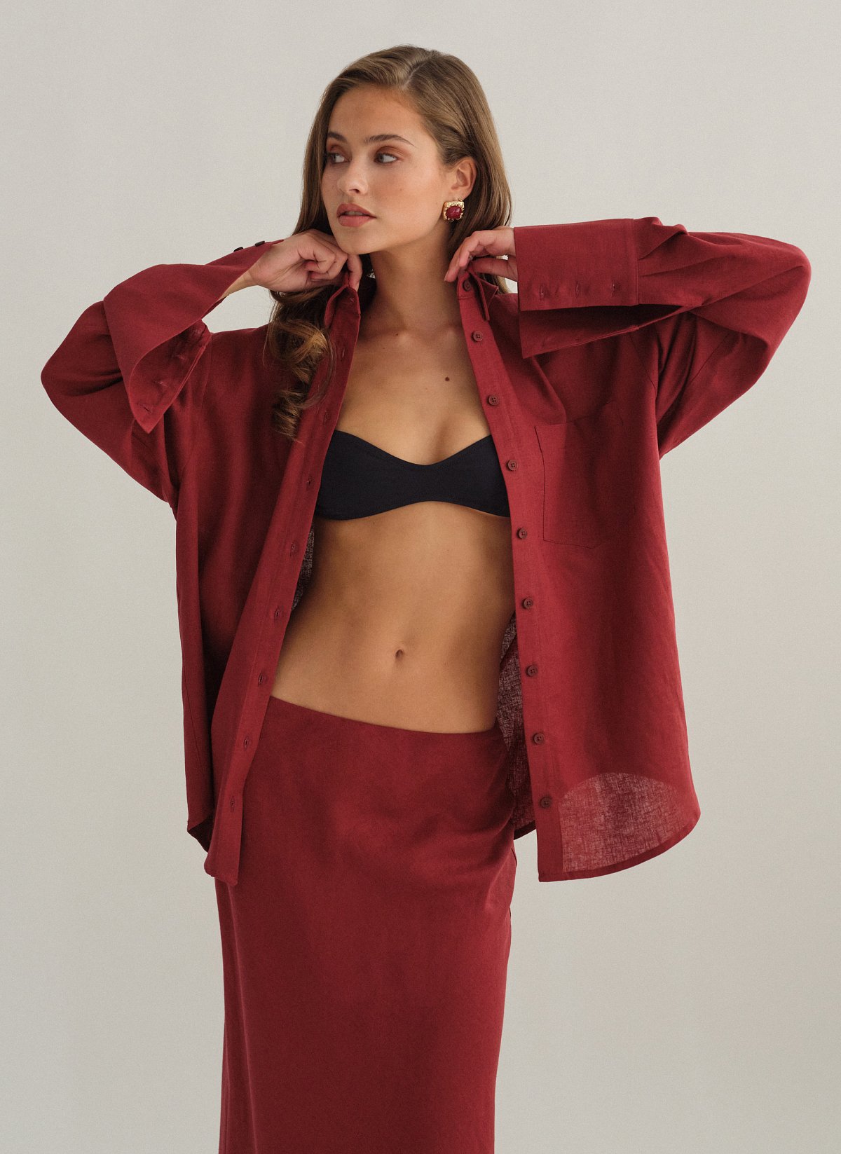 Linen oversized shirt-19