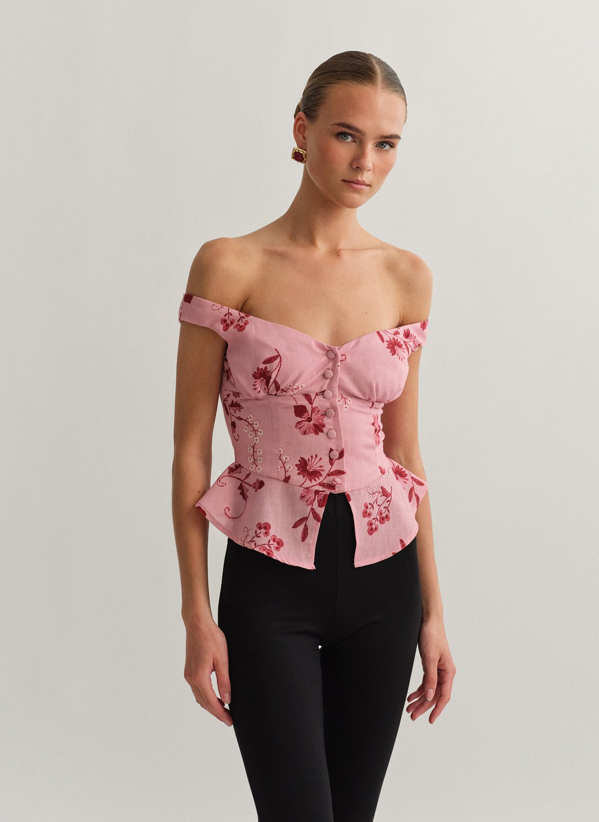 Γυναικείο off-shoulder εμπριμέ τοπ