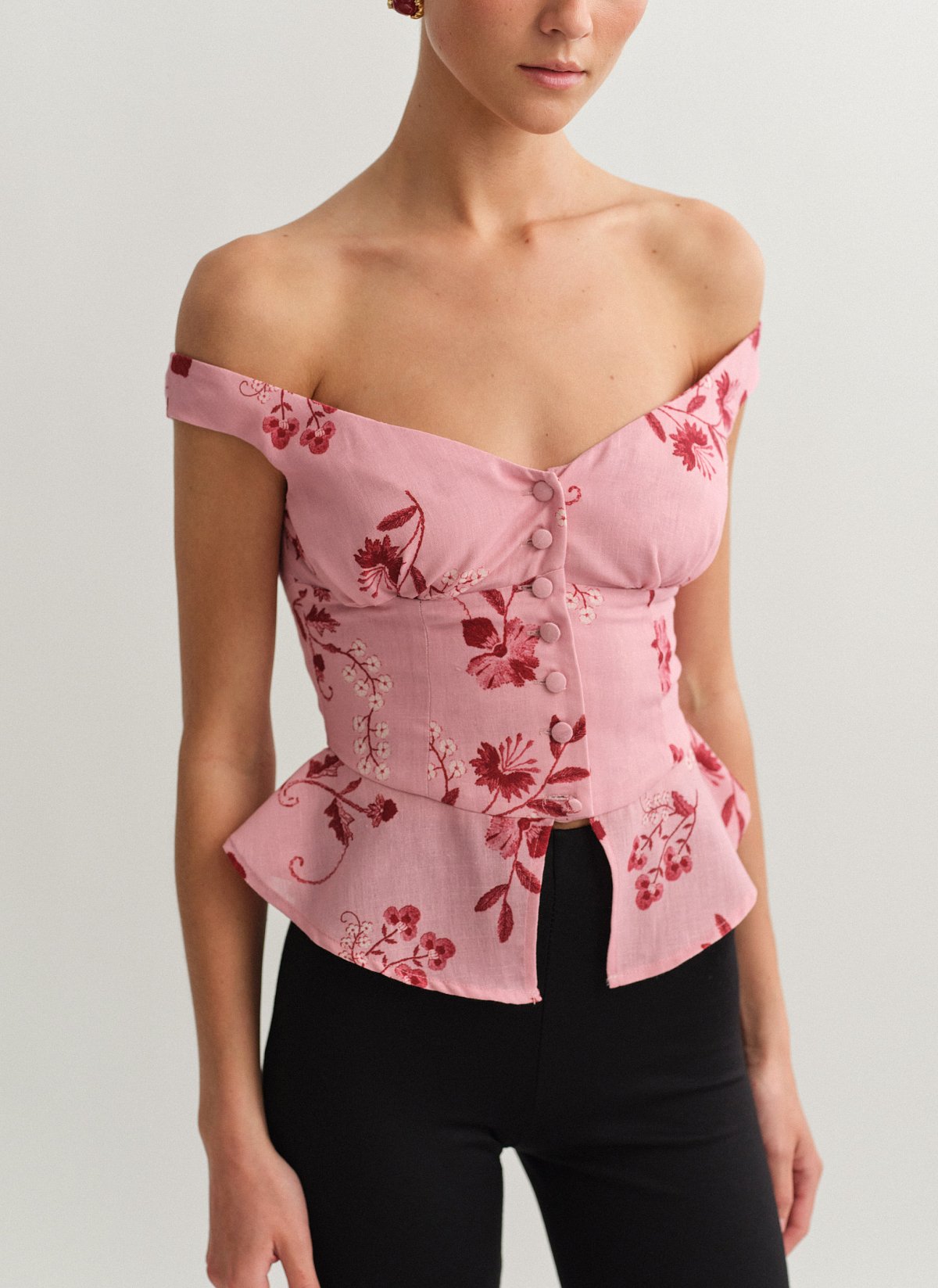 Γυναικείο off-shoulder εμπριμέ τοπ