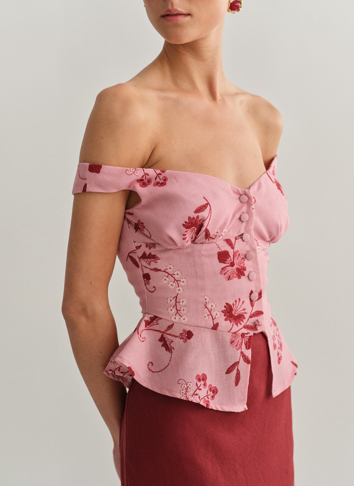 Γυναικείο off-shoulder εμπριμέ τοπ