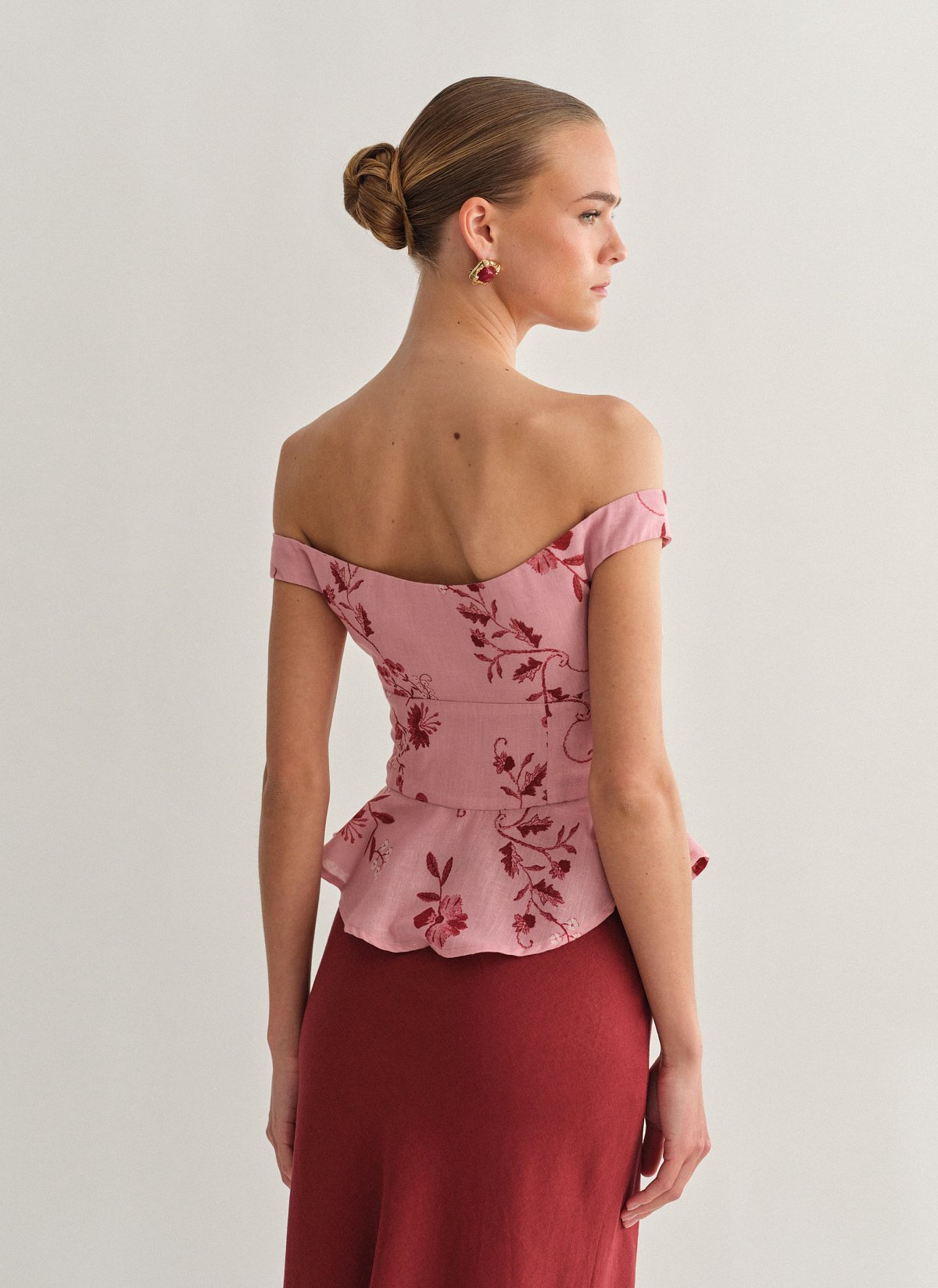 Γυναικείο off-shoulder εμπριμέ τοπ