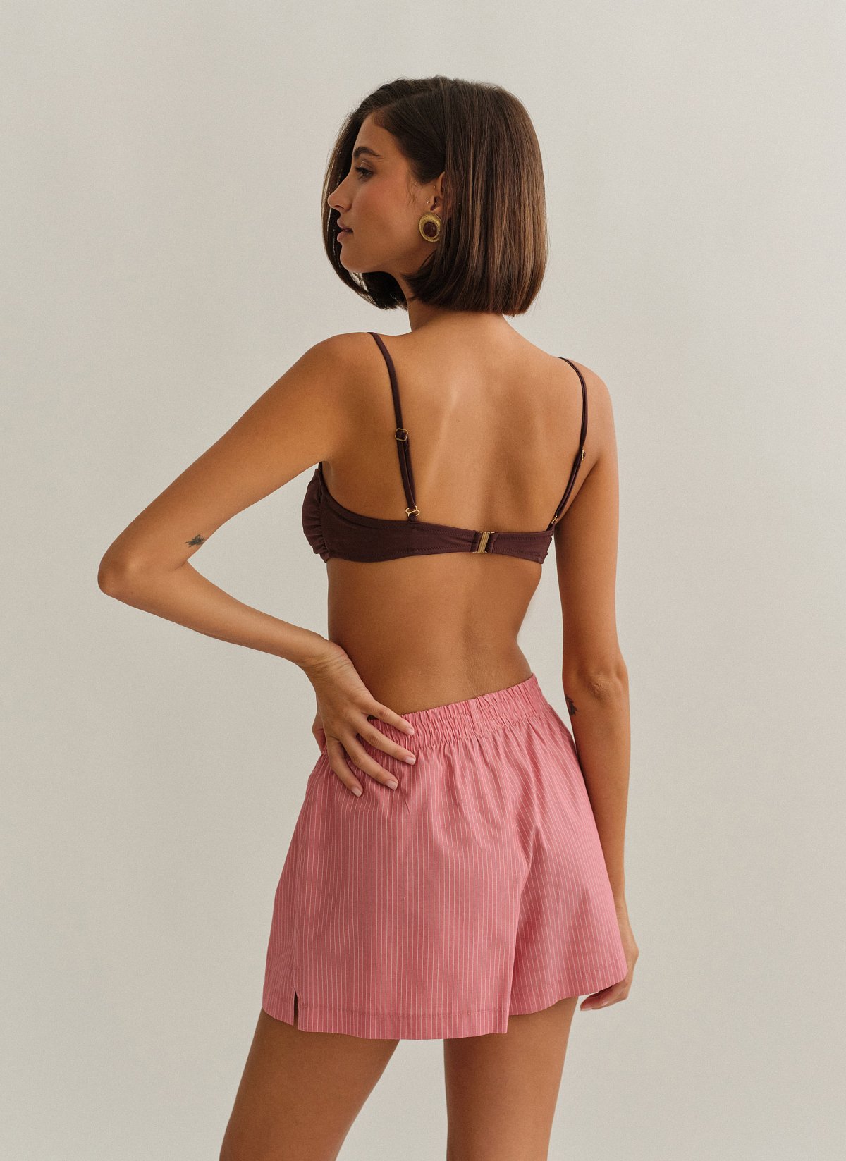 Γυναικείο ριγέ σορτς ποπλίνα