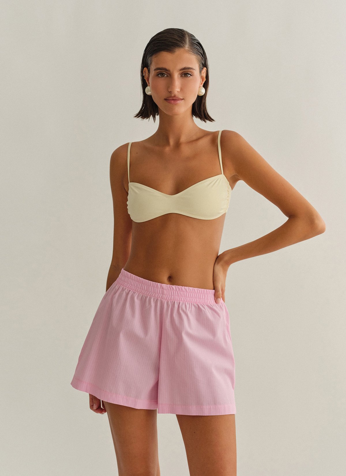 Γυναικείο ριγέ σορτς ποπλίνα