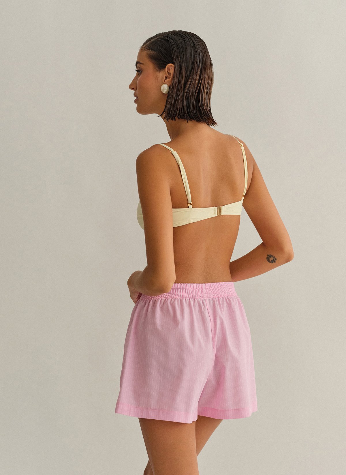 Γυναικείο ριγέ σορτς ποπλίνα