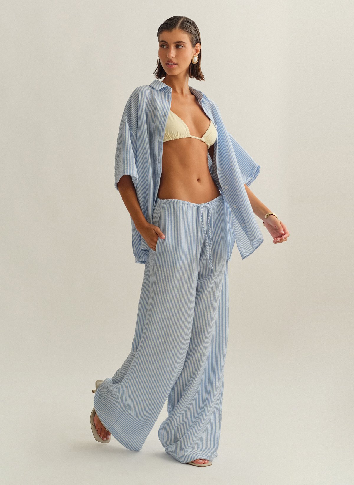 Γυναικείο ριγέ παντελόνι με λάστιχο