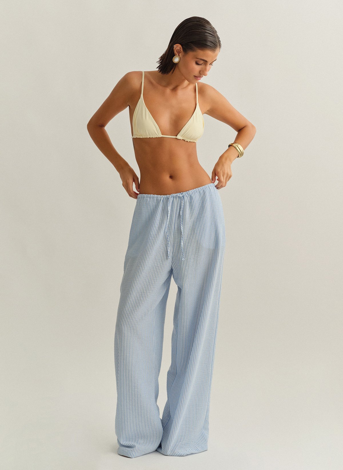 Γυναικείο ριγέ παντελόνι με λάστιχο