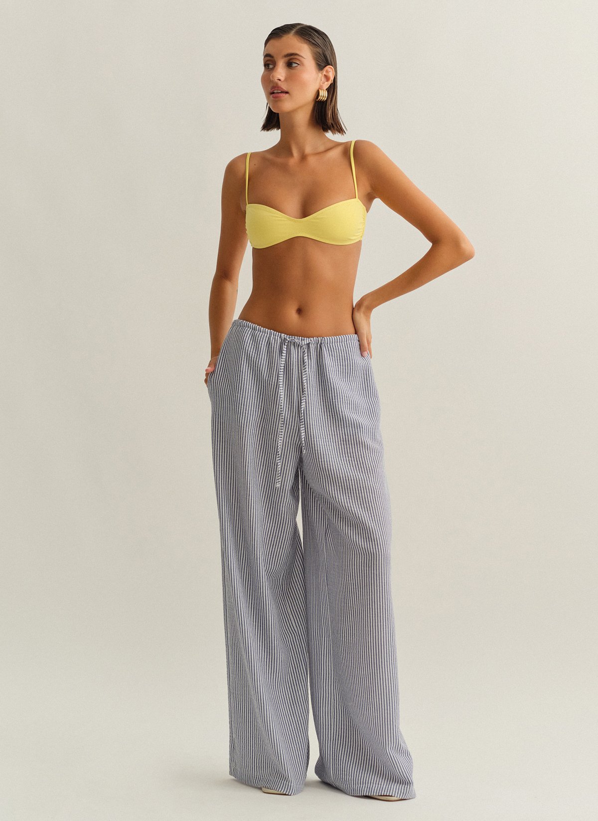 Γυναικείο ριγέ παντελόνι με λάστιχο