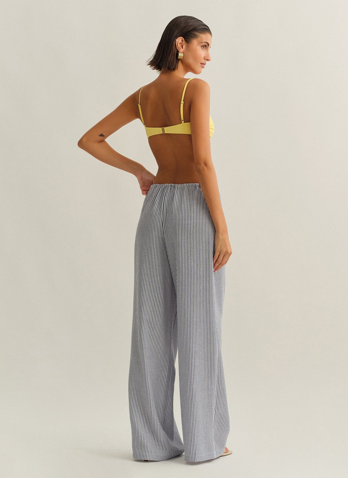 Γυναικείο ριγέ παντελόνι με λάστιχο