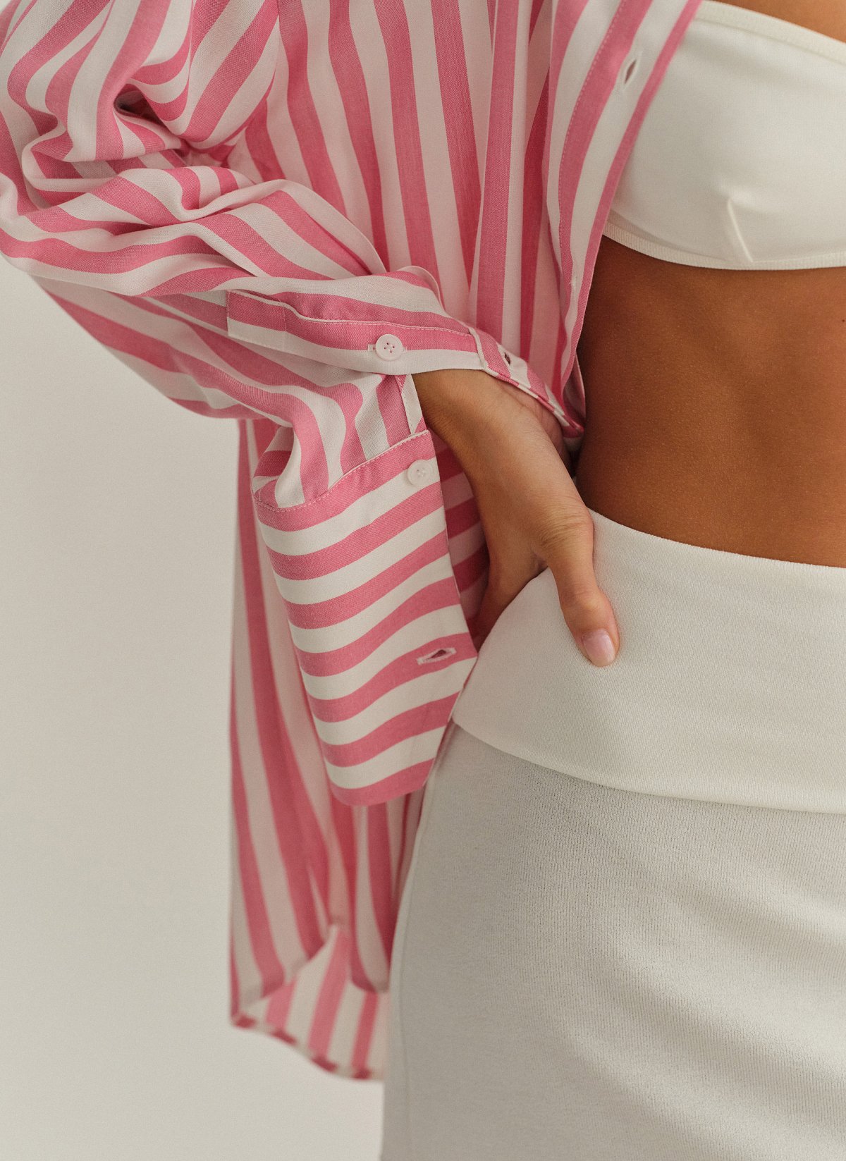 Γυναικείο ριγέ oversized πουκάμισο ποπλίνα