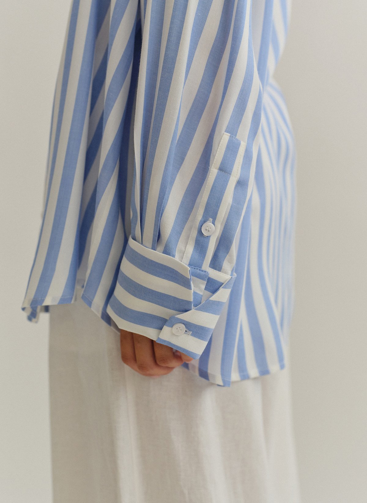 Γυναικείο ριγέ oversized πουκάμισο ποπλίνα