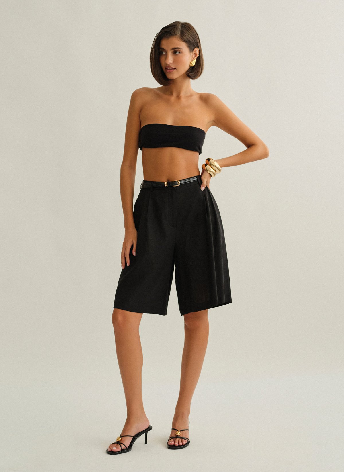 Linen bermuda shorts-8