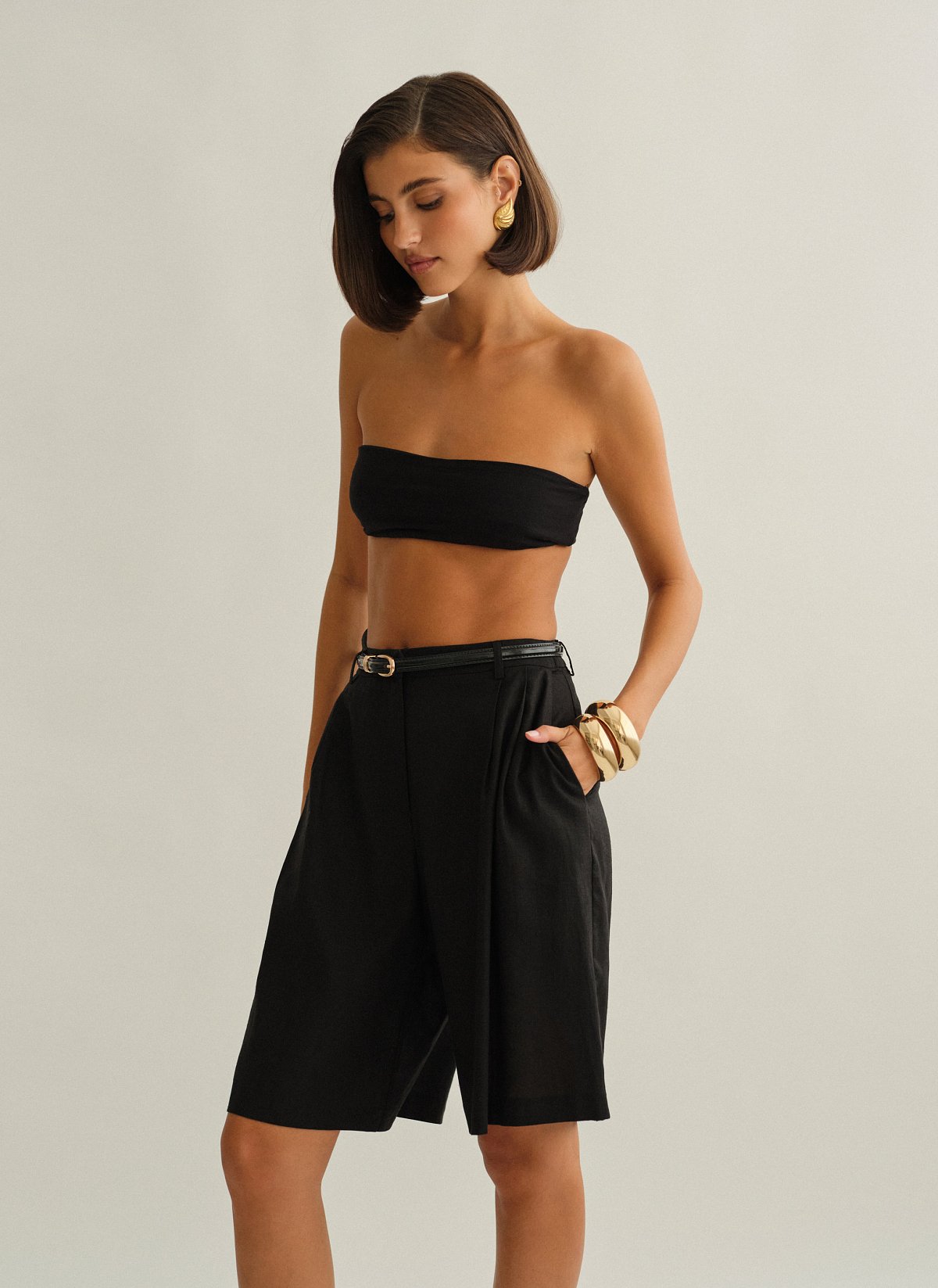 Linen bermuda shorts-11