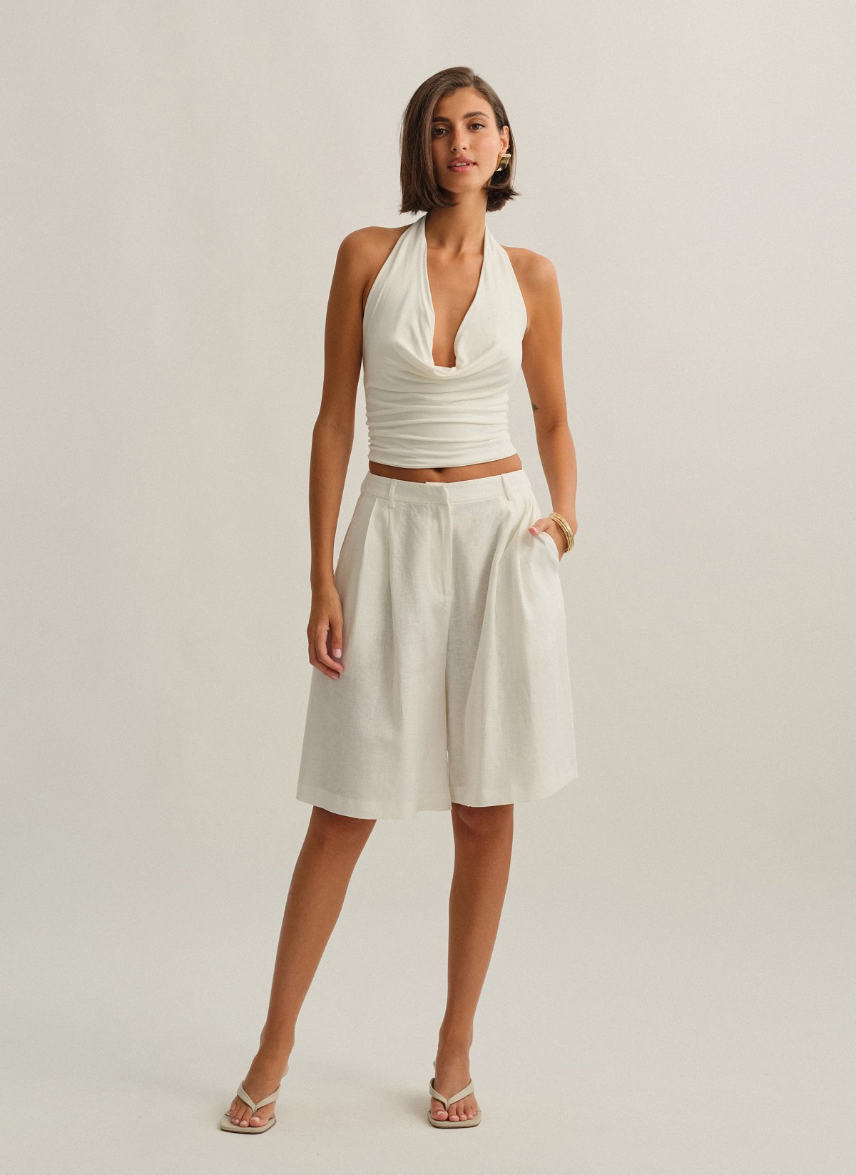 Linen bermuda shorts-15