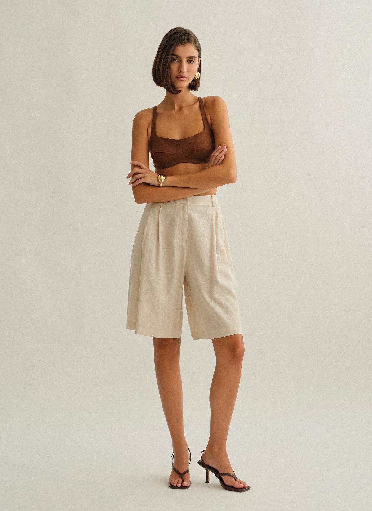 Linen bermuda shorts-13