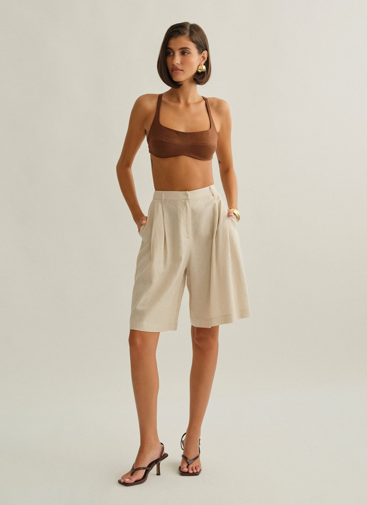 Linen bermuda shorts-12