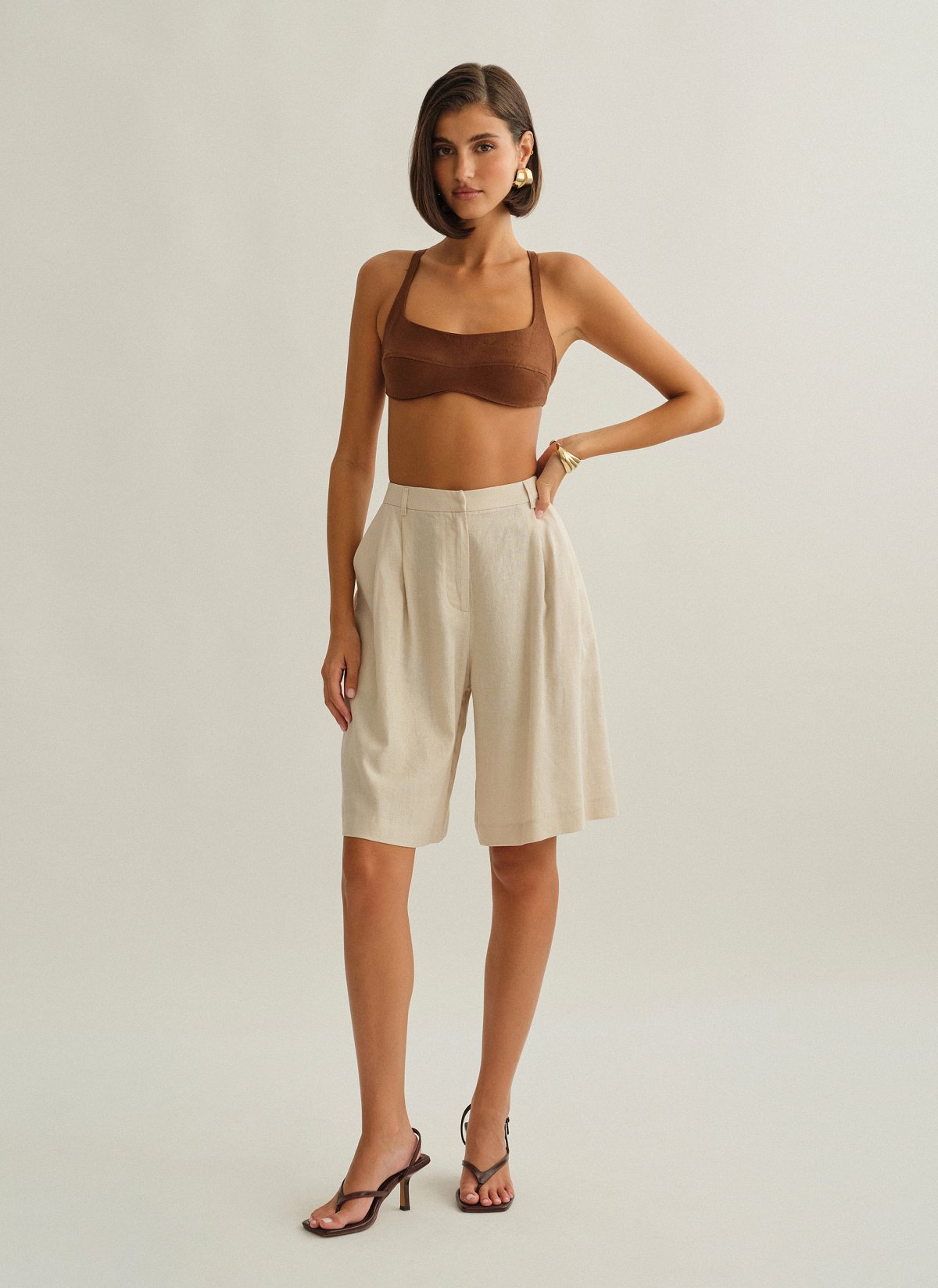 Linen bermuda shorts-14
