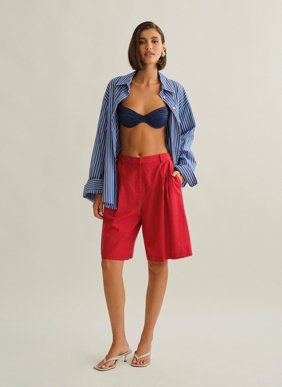Linen bermuda shorts-6