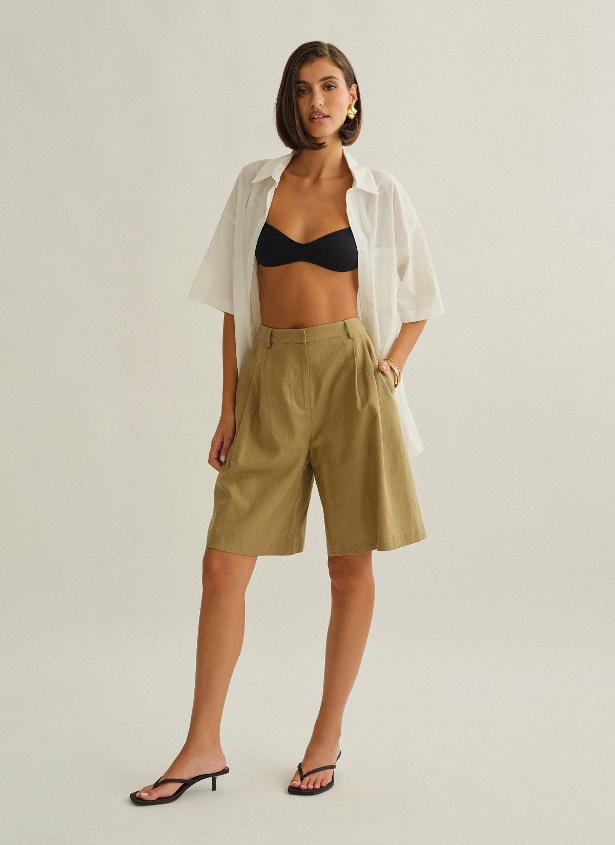 Linen bermuda shorts-1