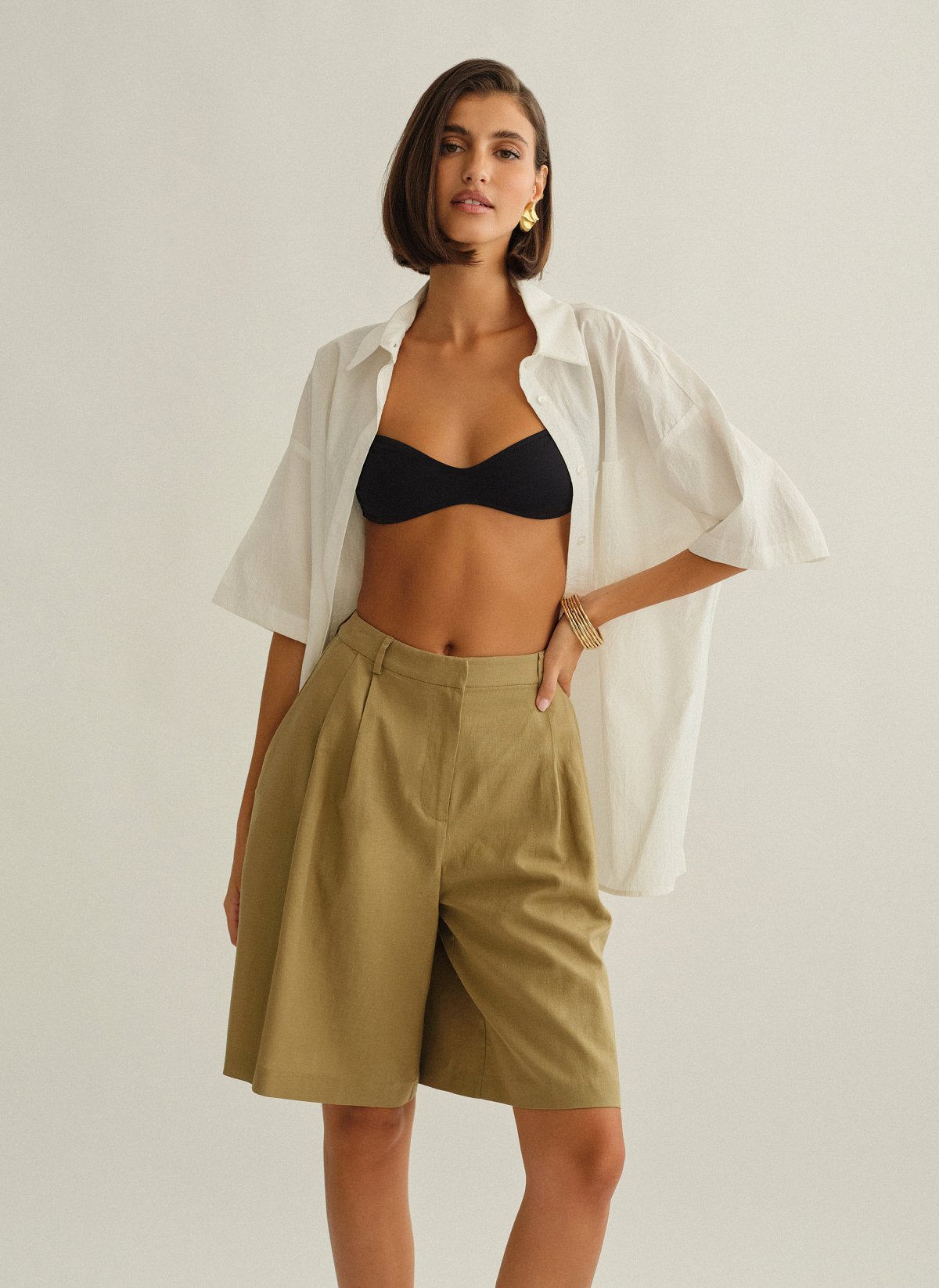 Linen bermuda shorts-2