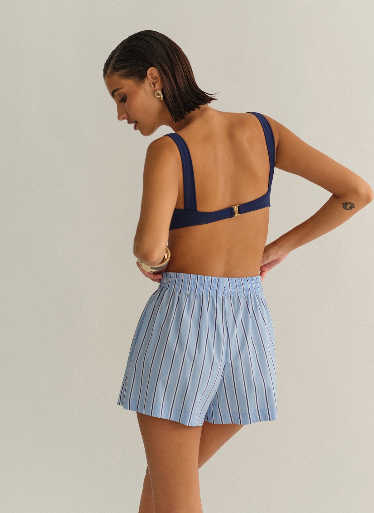 Stripped poplin shorts-4