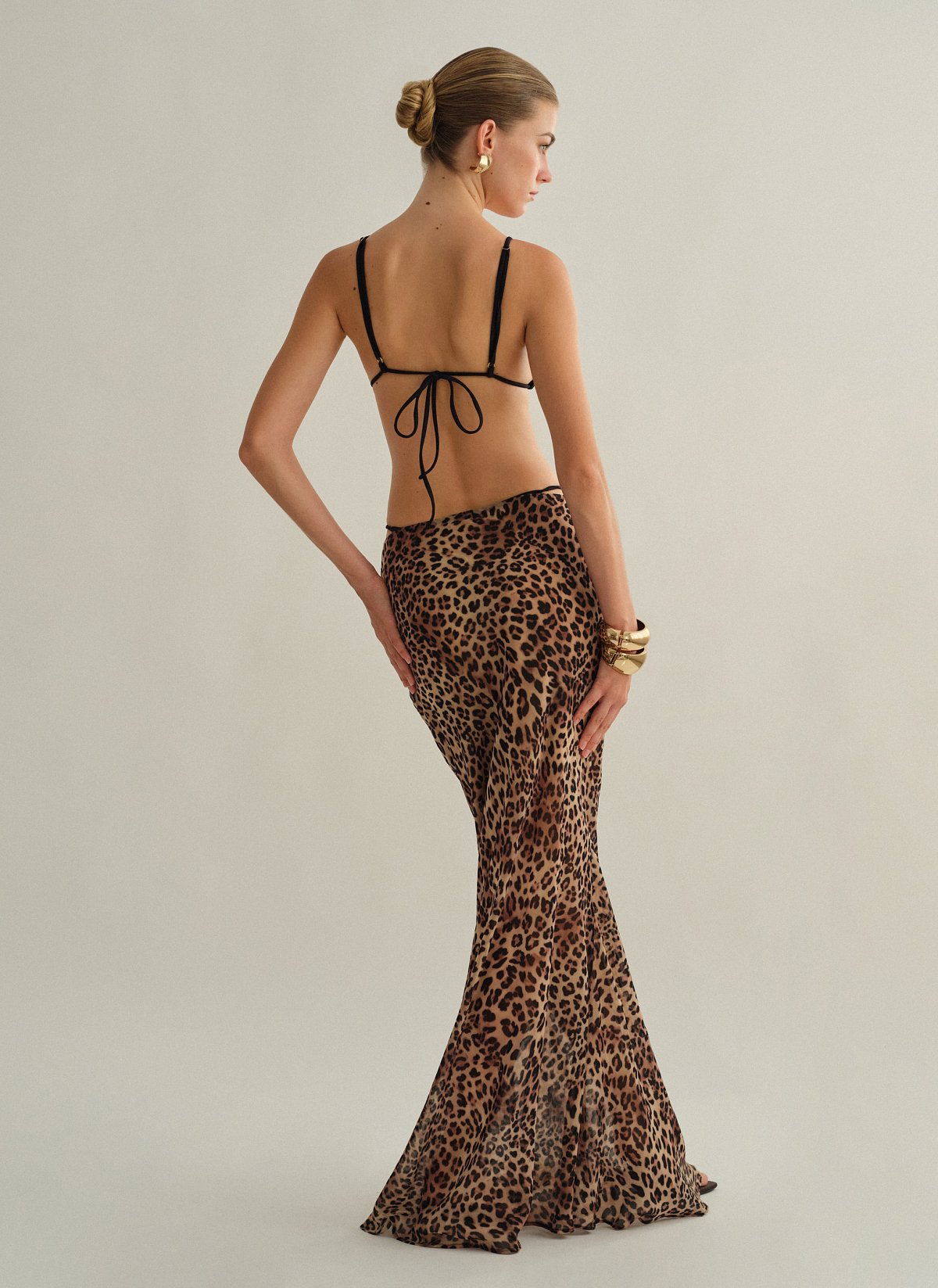 Γυναικεία ημιδιάφανη μακριά φούστα σε animal print