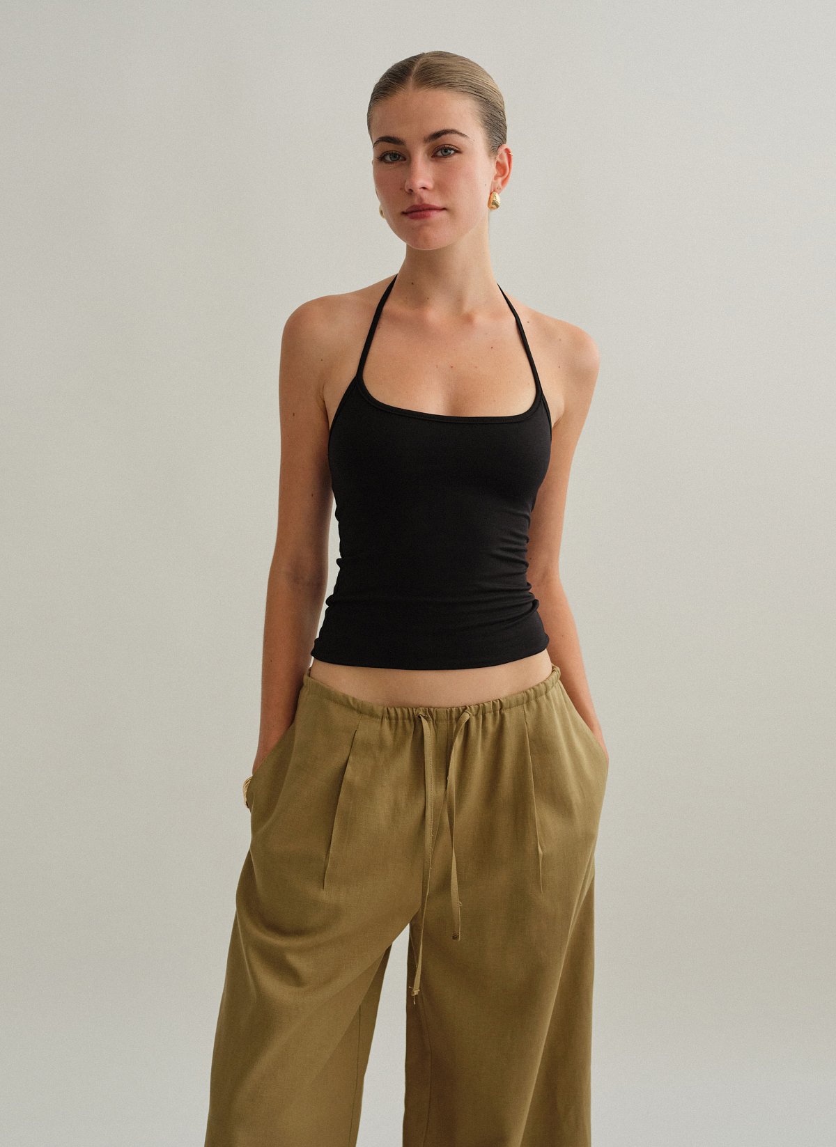 Γυναικείο halter τοπ με δέσιμο στον λαιμό με κορδόνι bamboo