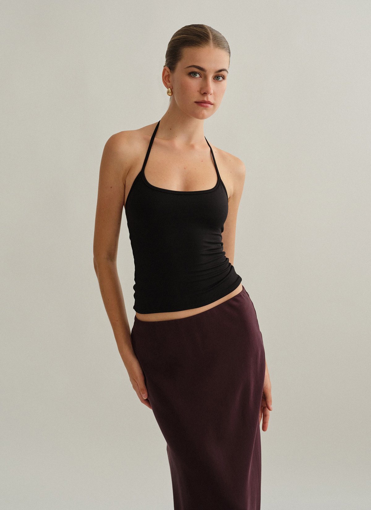 Γυναικείο halter τοπ με δέσιμο στον λαιμό με κορδόνι bamboo