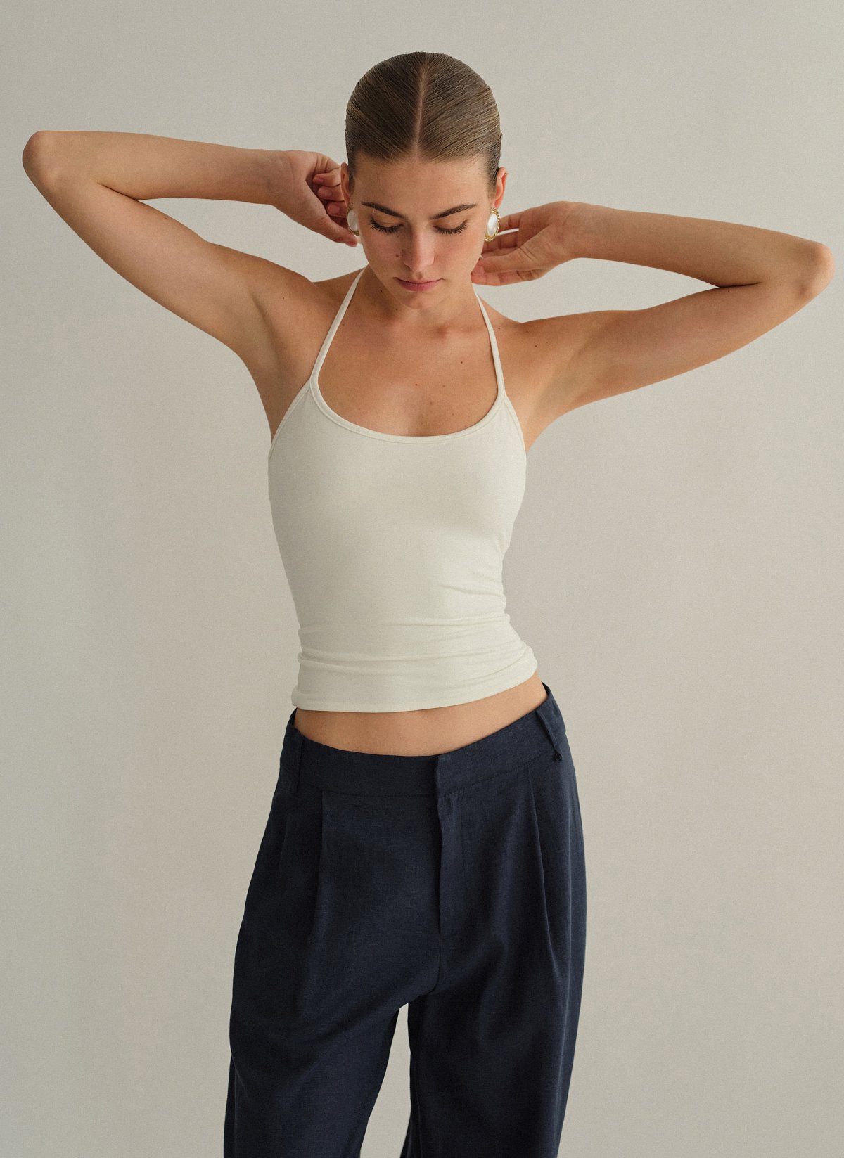 Γυναικείο halter τοπ με δέσιμο στον λαιμό με κορδόνι bamboo