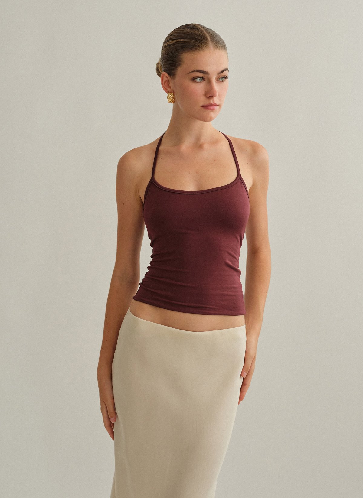 Γυναικείο halter τοπ με δέσιμο στον λαιμό με κορδόνι bamboo