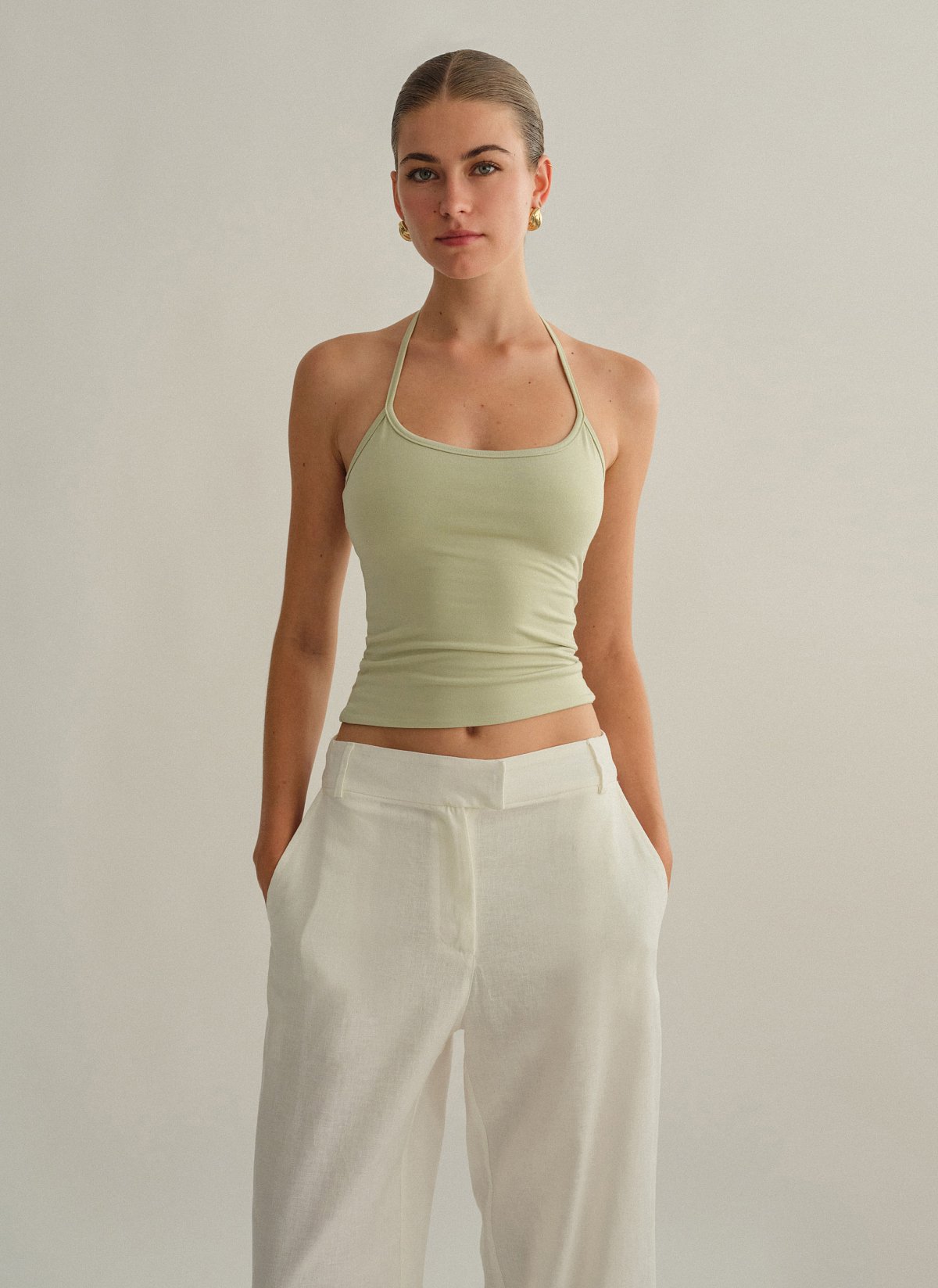 Γυναικείο halter τοπ με δέσιμο στον λαιμό με κορδόνι bamboo