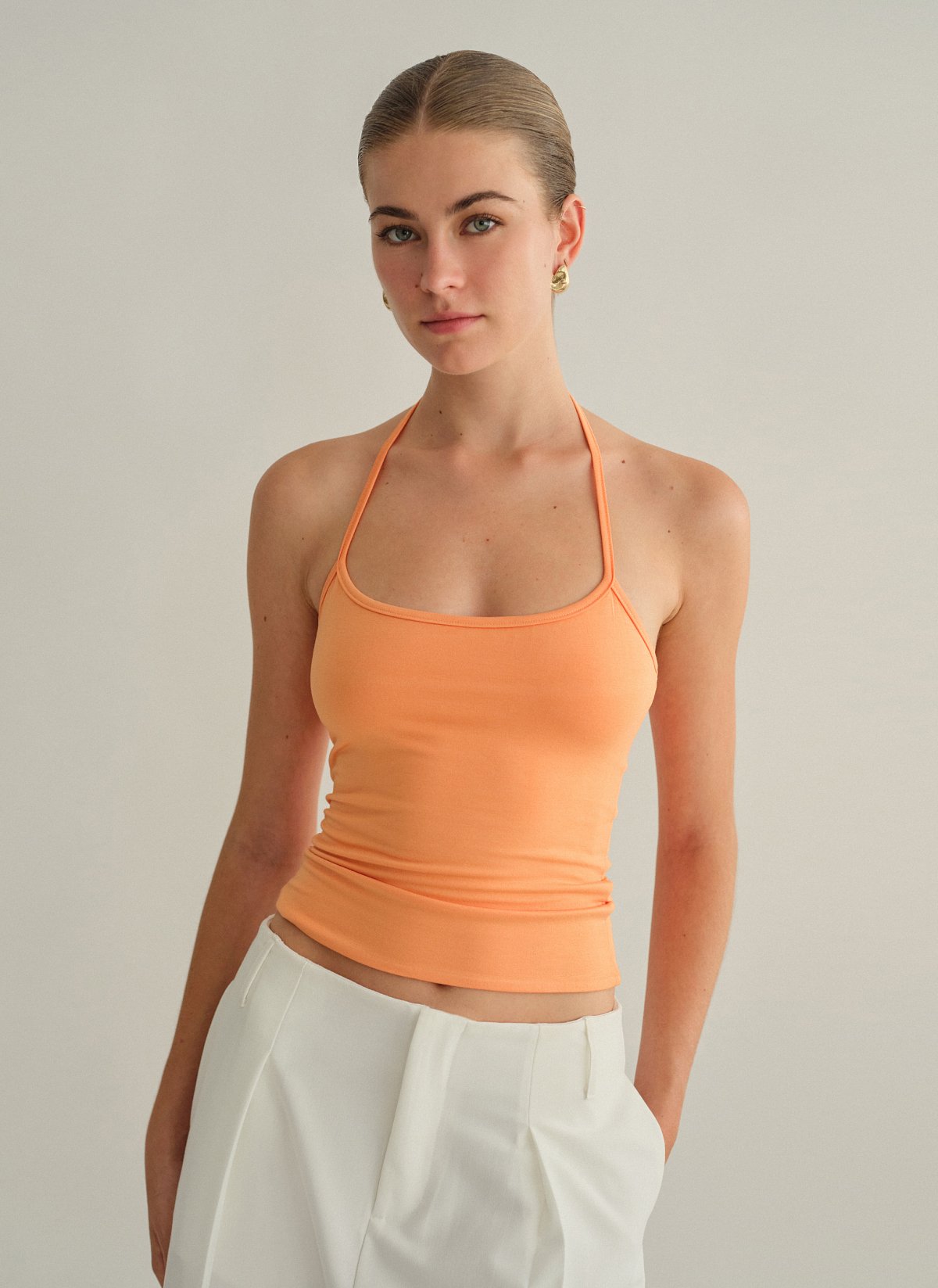 Γυναικείο halter τοπ με δέσιμο στον λαιμό με κορδόνι bamboo