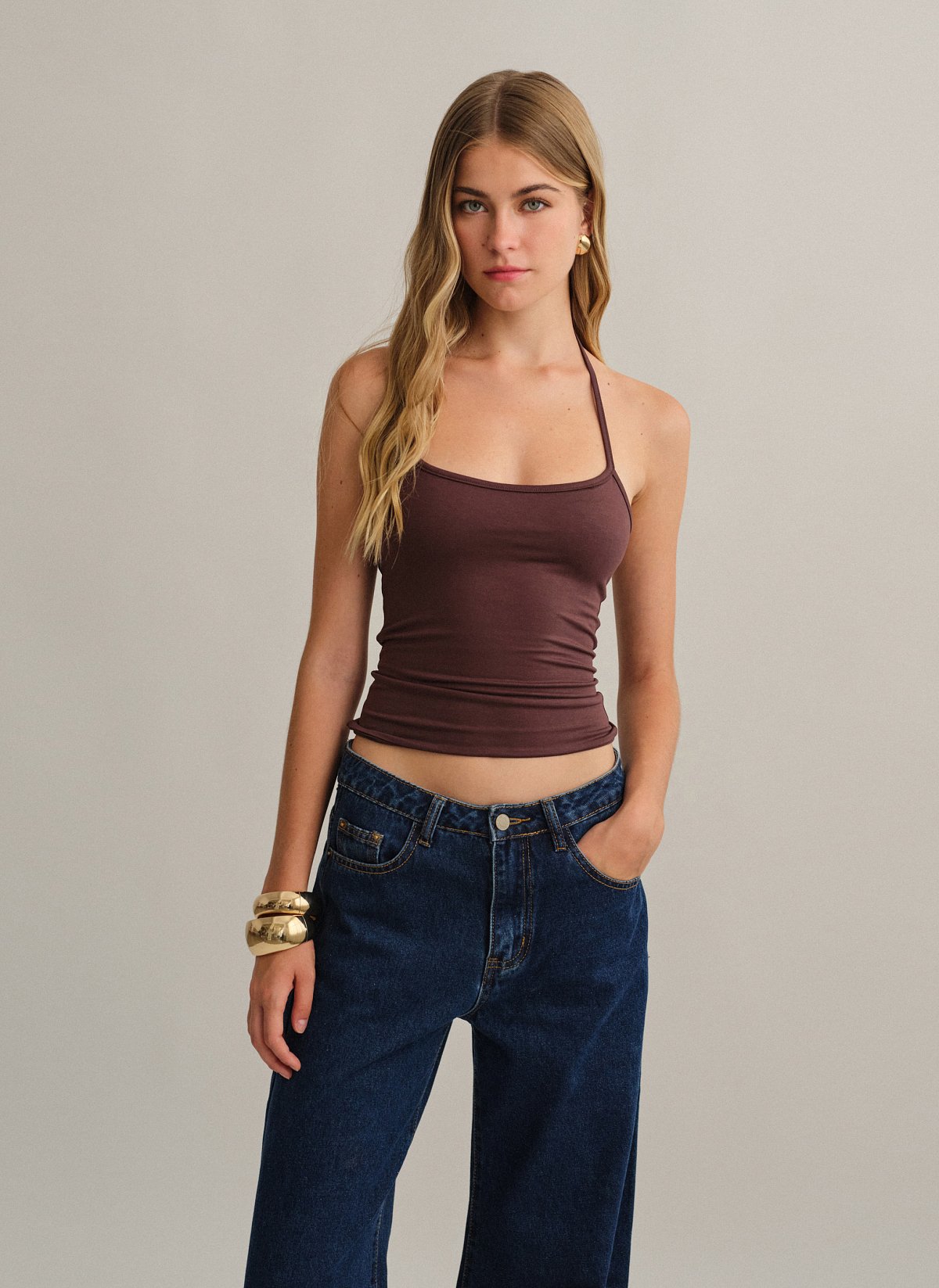 Γυναικείο halter τοπ με δέσιμο στον λαιμό με κορδόνι bamboo