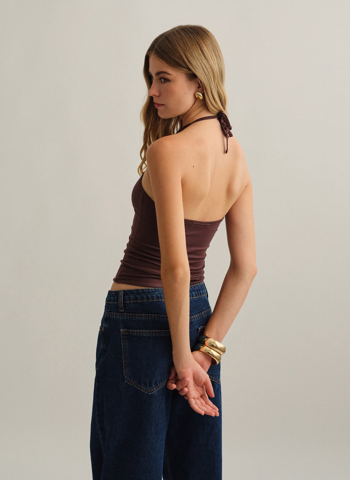 Γυναικείο halter τοπ με δέσιμο στον λαιμό με κορδόνι bamboo