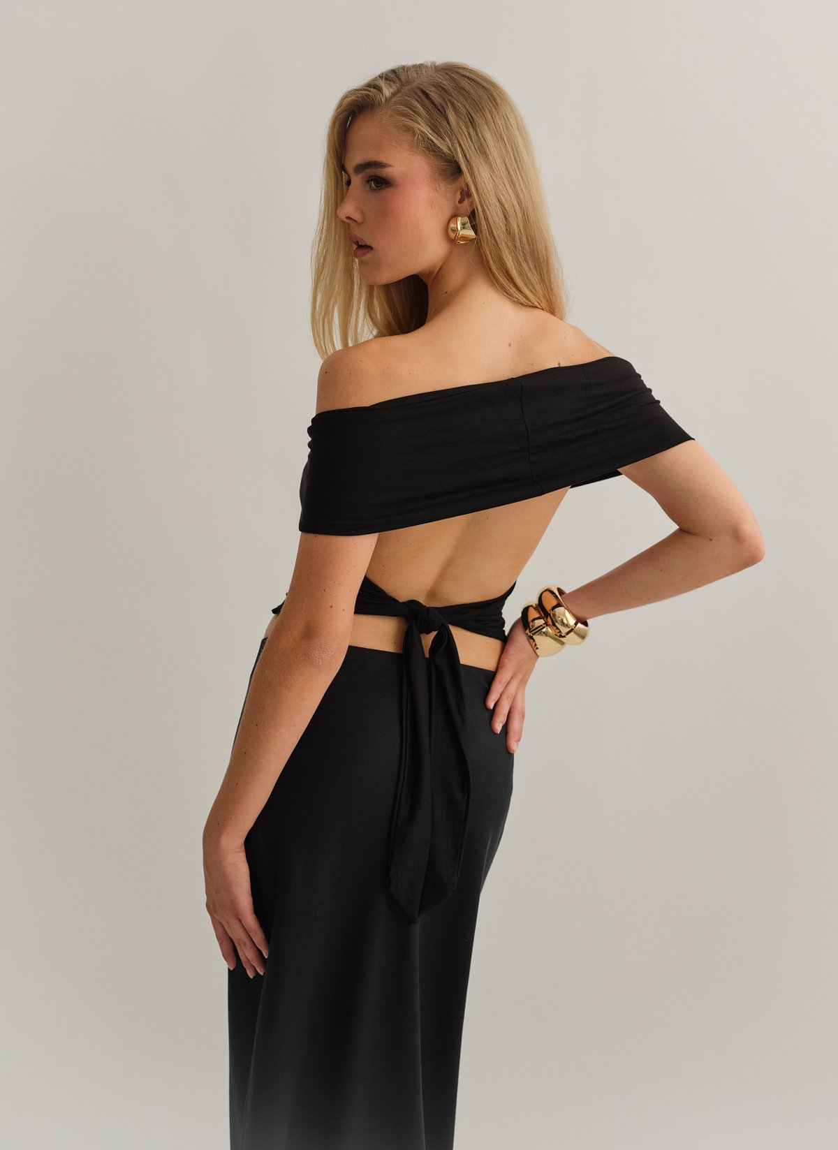 Γυναικείο off-shoulder τοπ bamboo με δέσιμο