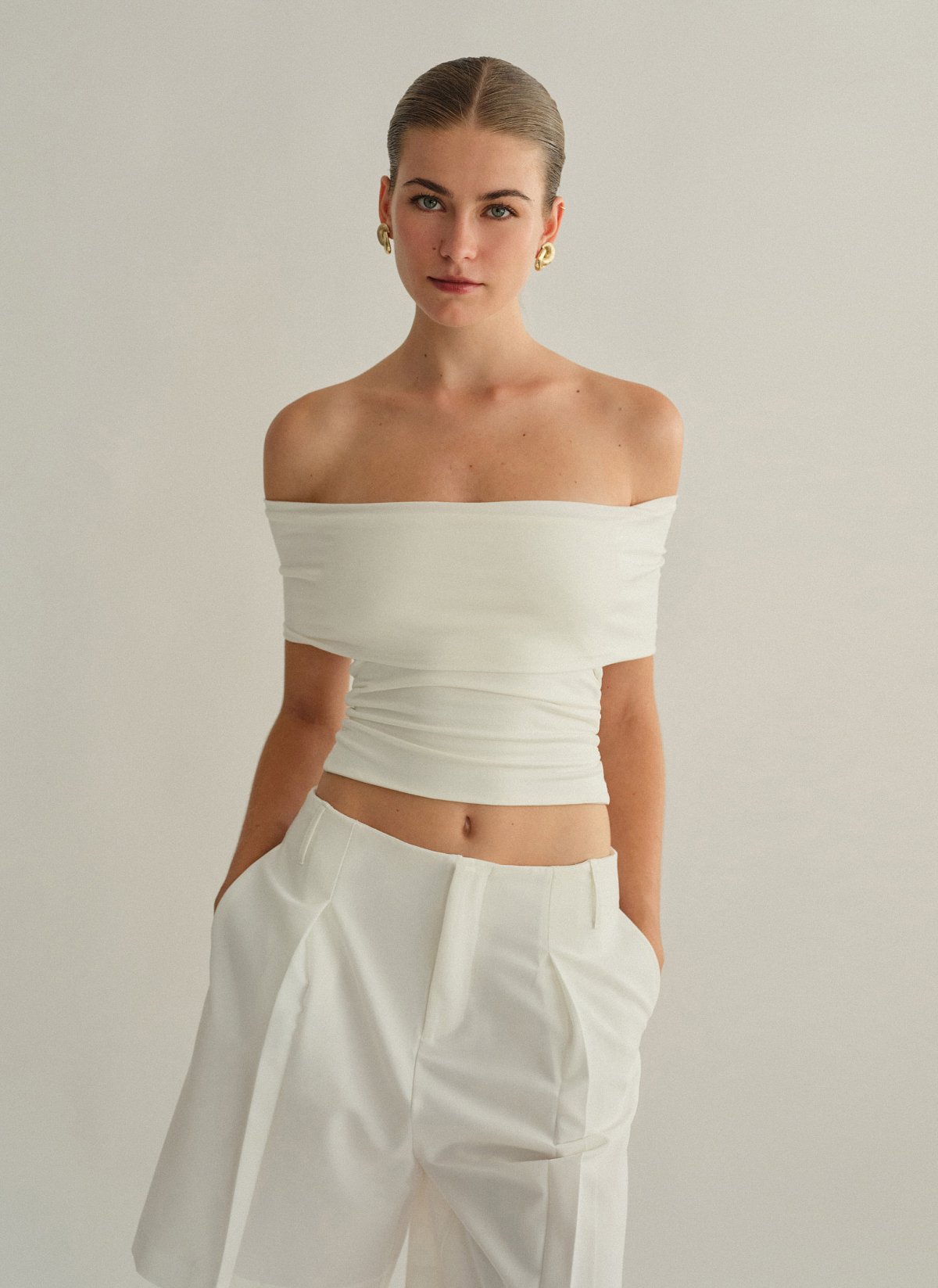 Γυναικείο off-shoulder τοπ bamboo με δέσιμο