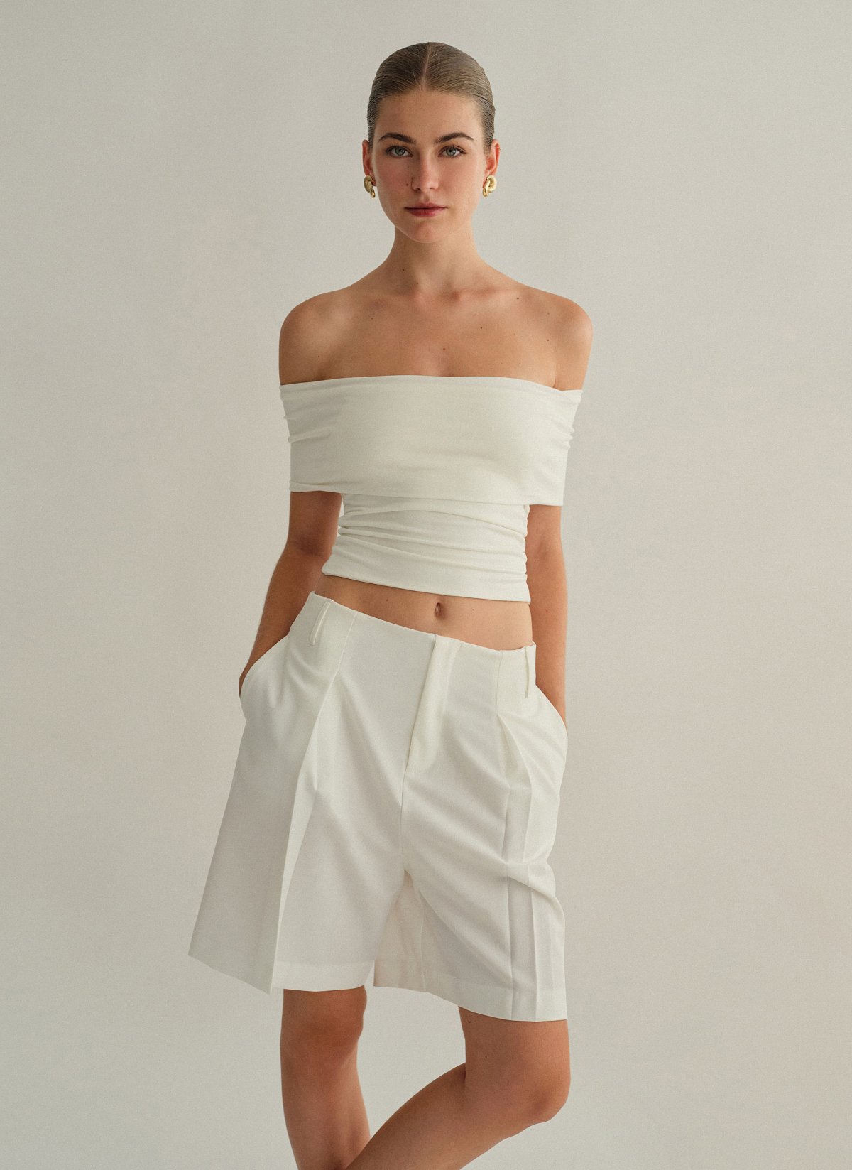 Γυναικείο off-shoulder τοπ bamboo με δέσιμο