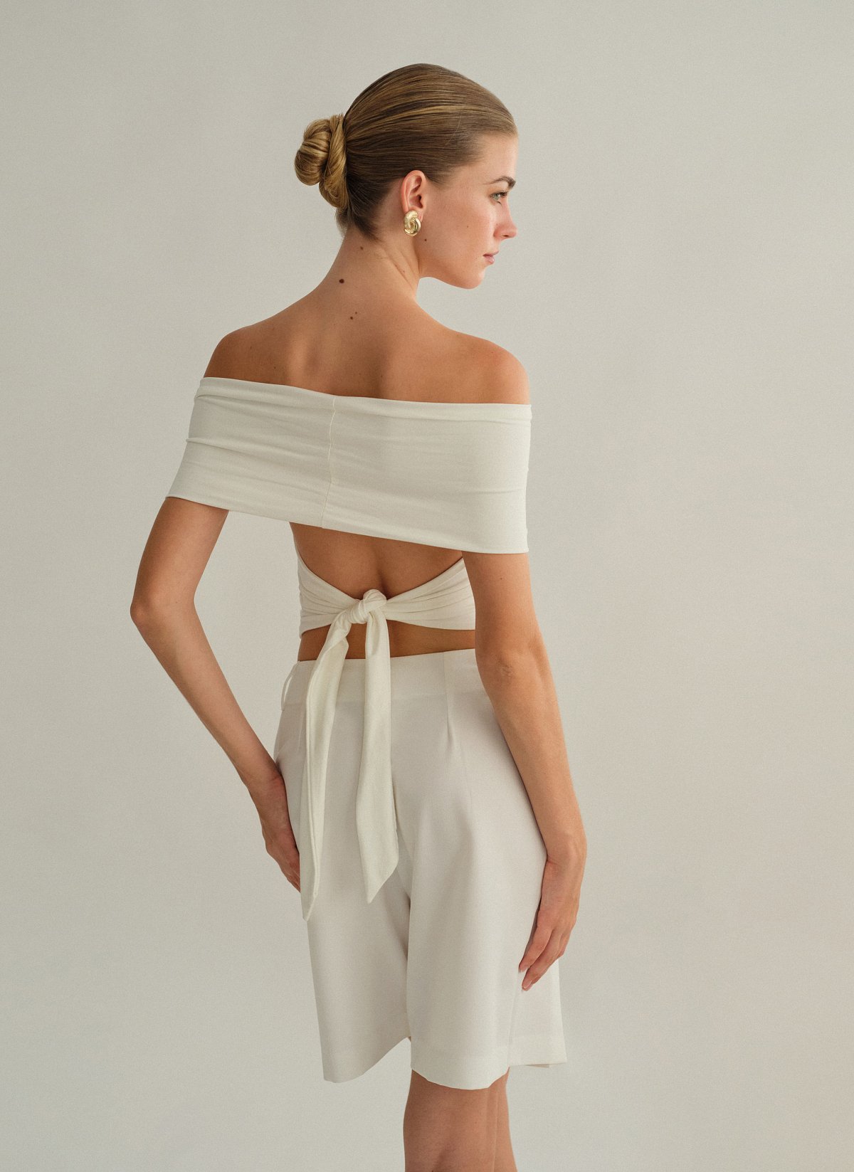 Γυναικείο off-shoulder τοπ bamboo με δέσιμο