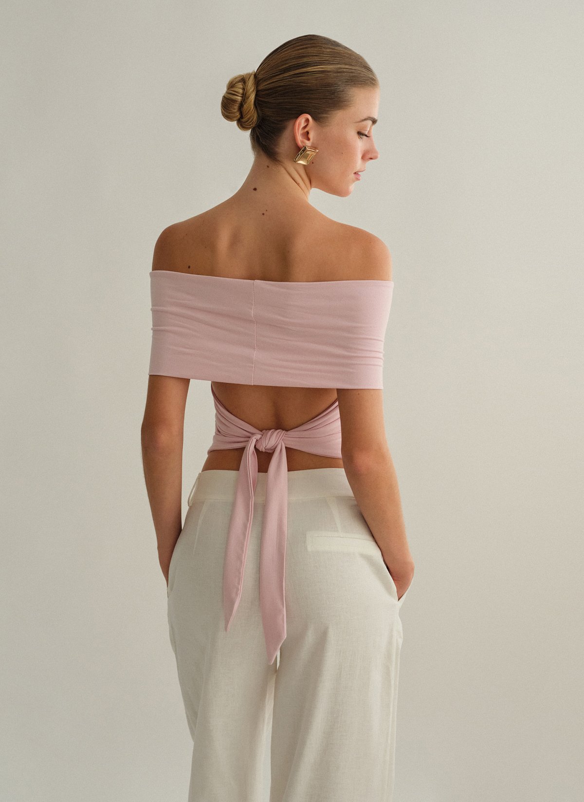 Γυναικείο off-shoulder τοπ bamboo με δέσιμο