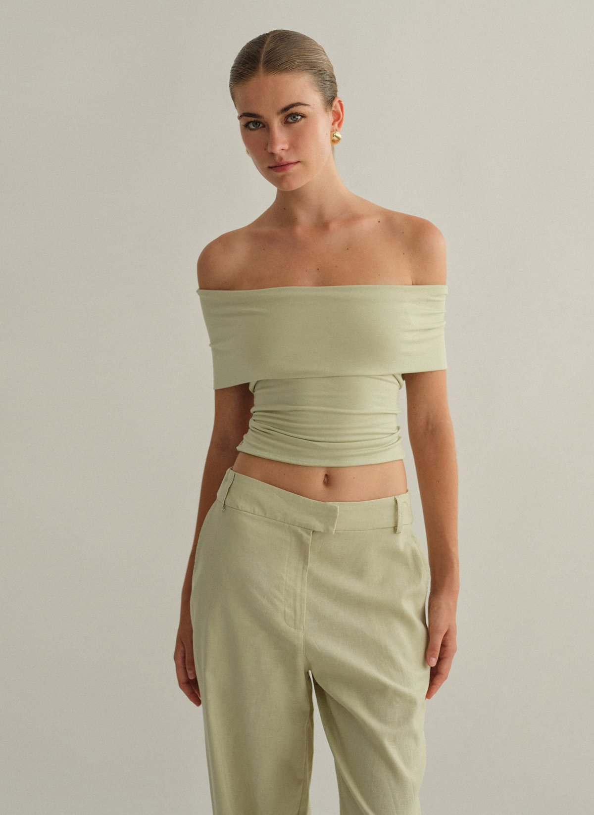 Γυναικείο off-shoulder τοπ bamboo με δέσιμο