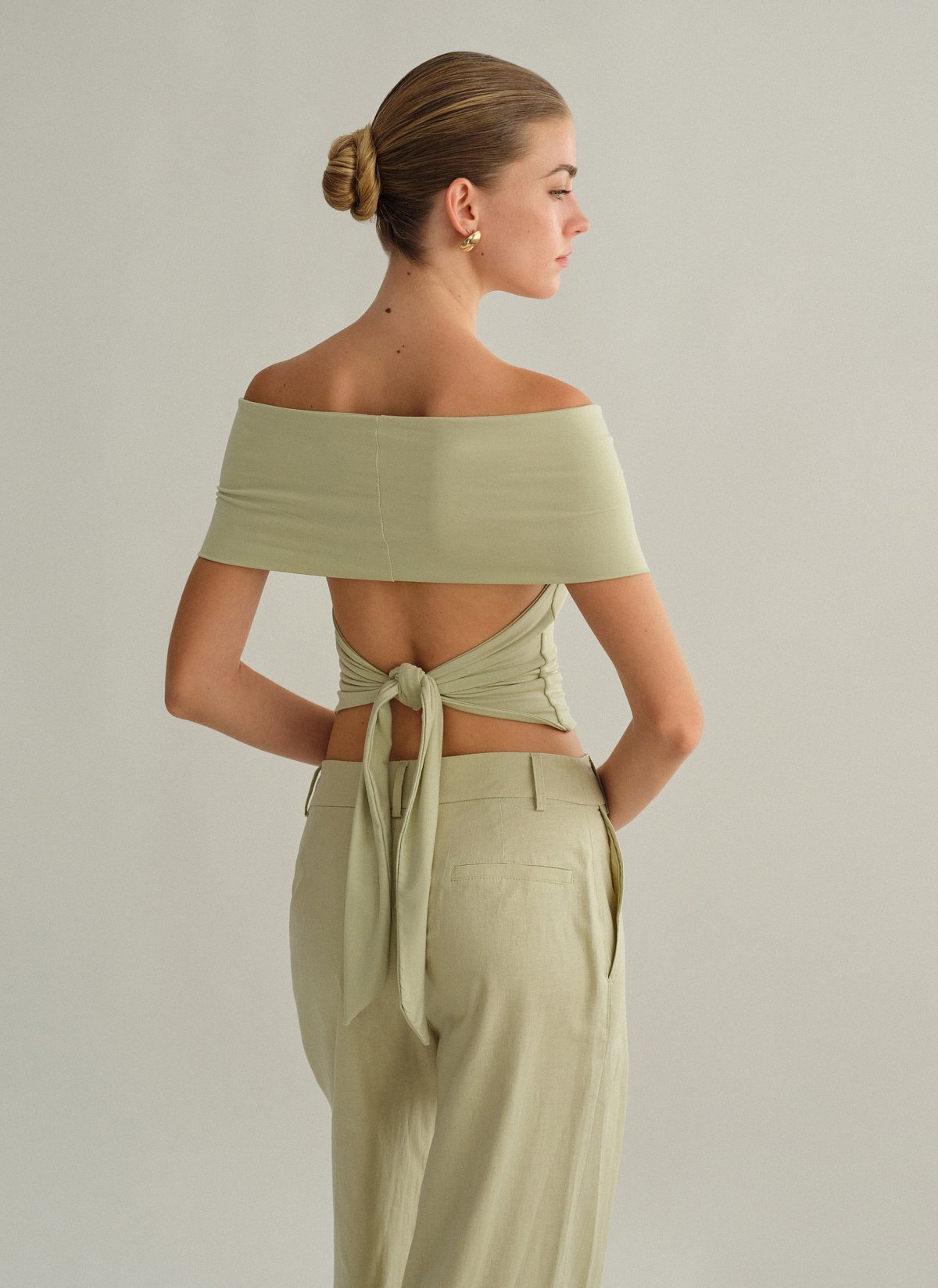 Γυναικείο off-shoulder τοπ bamboo με δέσιμο